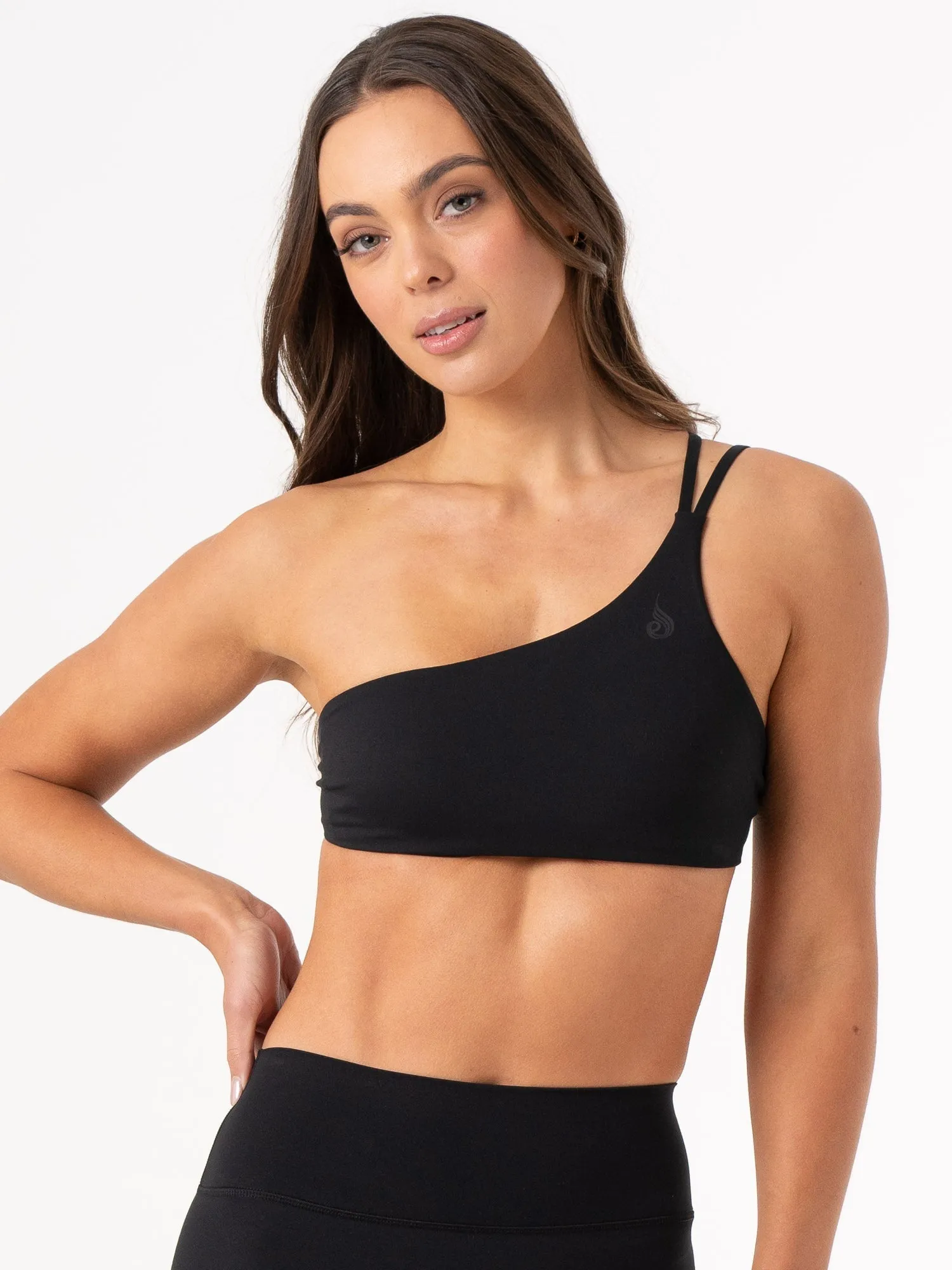 NKD One Shoulder Sports Bra - Black Lightweight Feel