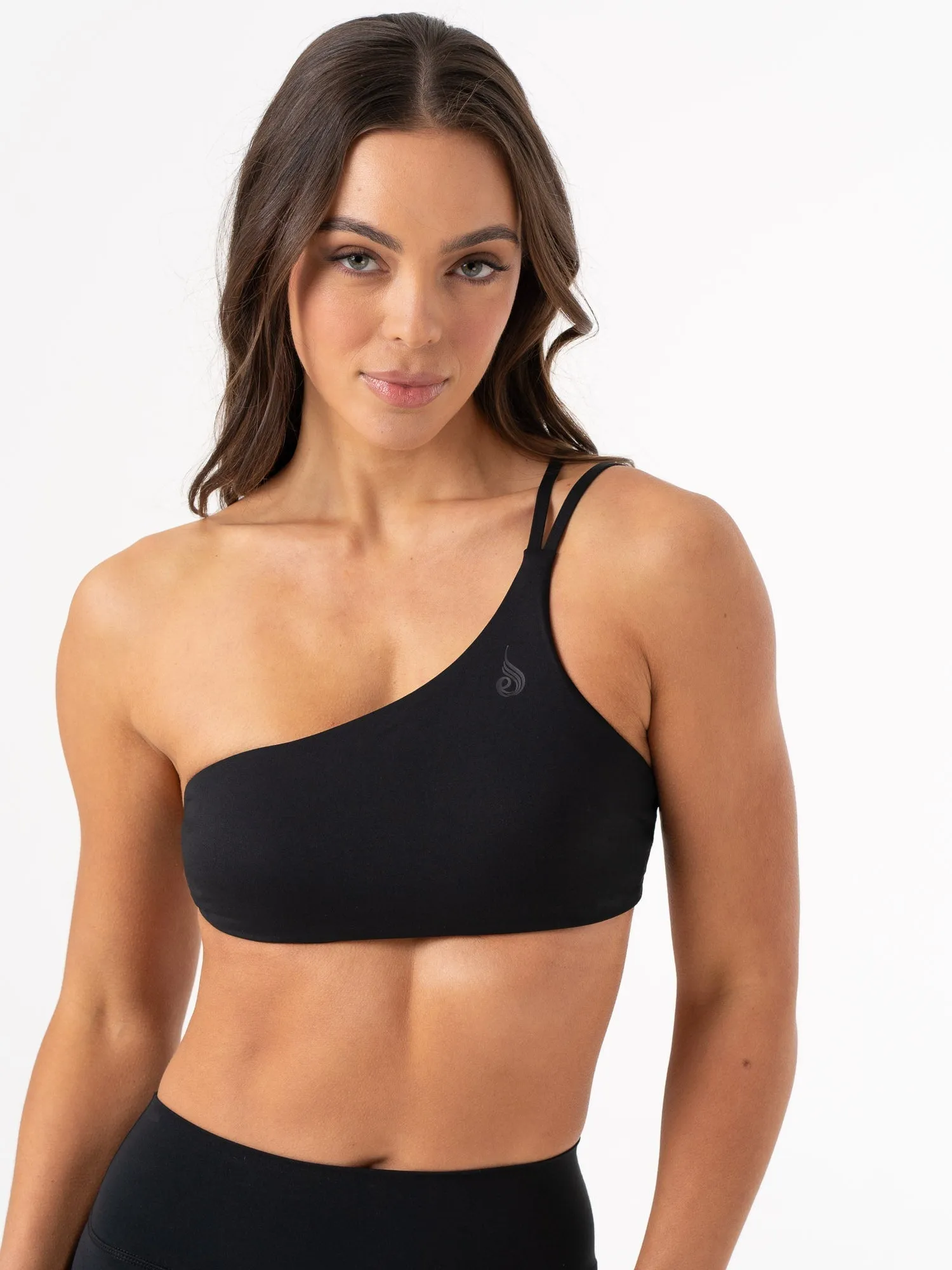NKD One Shoulder Sports Bra - Black Compression Support