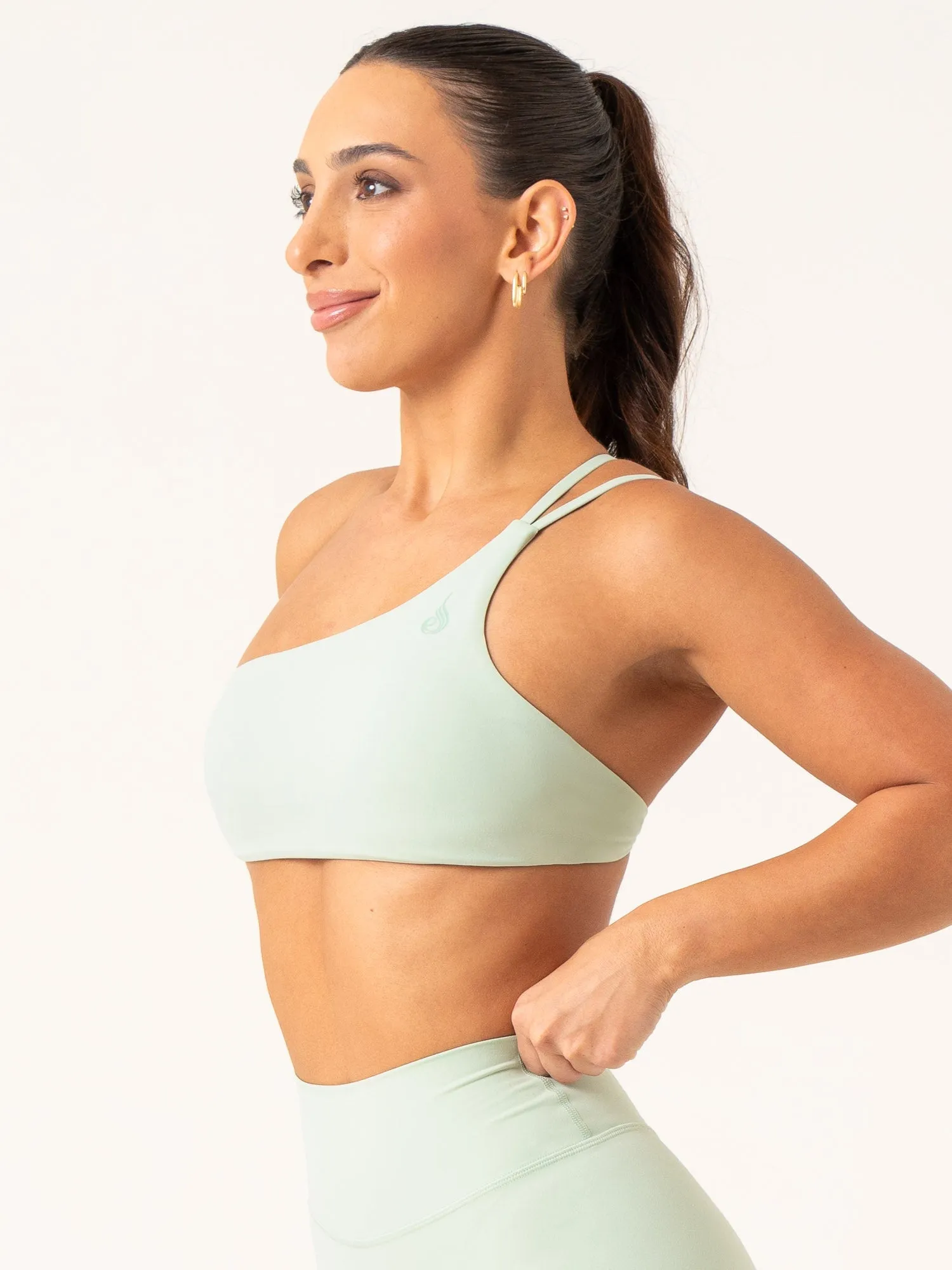 NKD One Shoulder Sports Bra - Cucumber Strong Defense