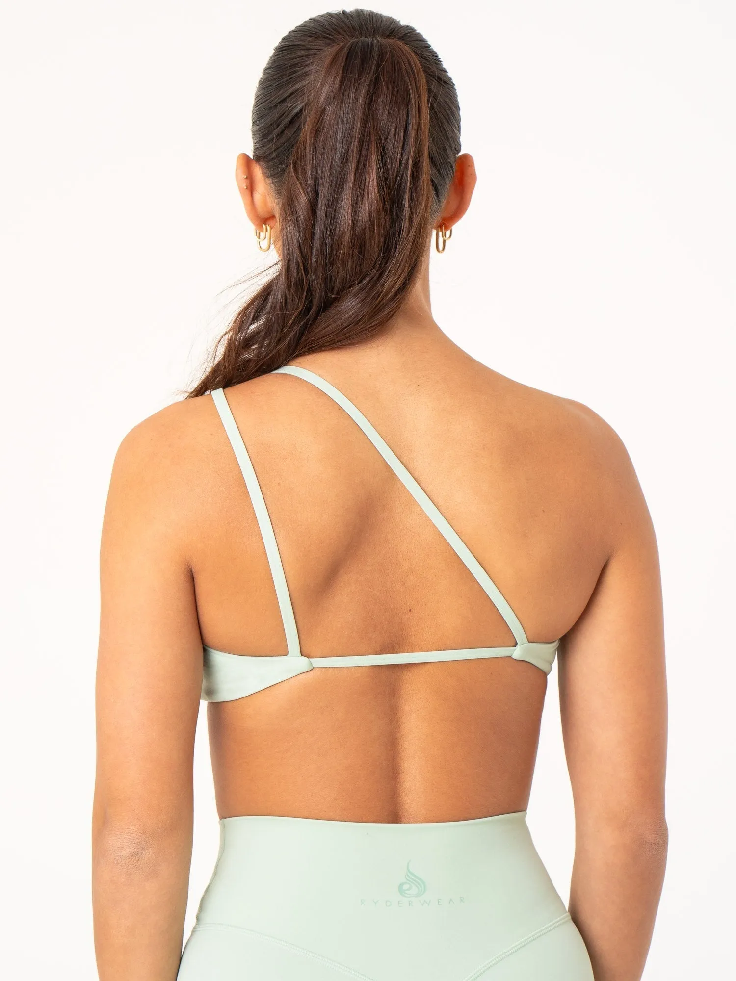 NKD One Shoulder Sports Bra - Cucumber Quick Dry Comfort