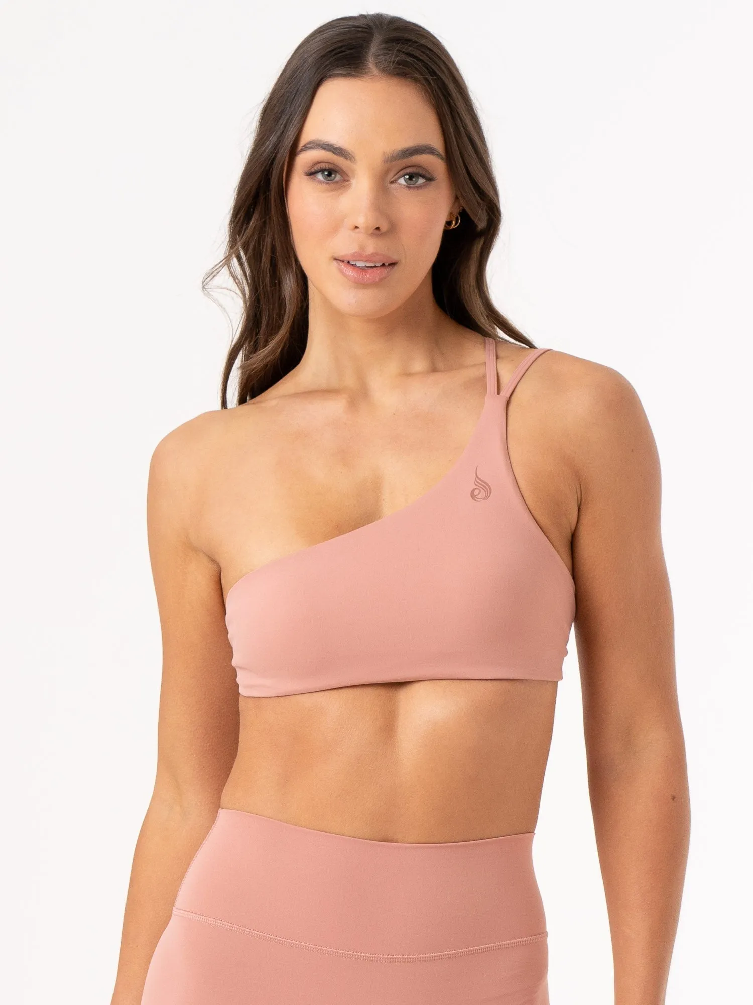 NKD One Shoulder Sports Bra - Dusty Pink Breath Wrap
