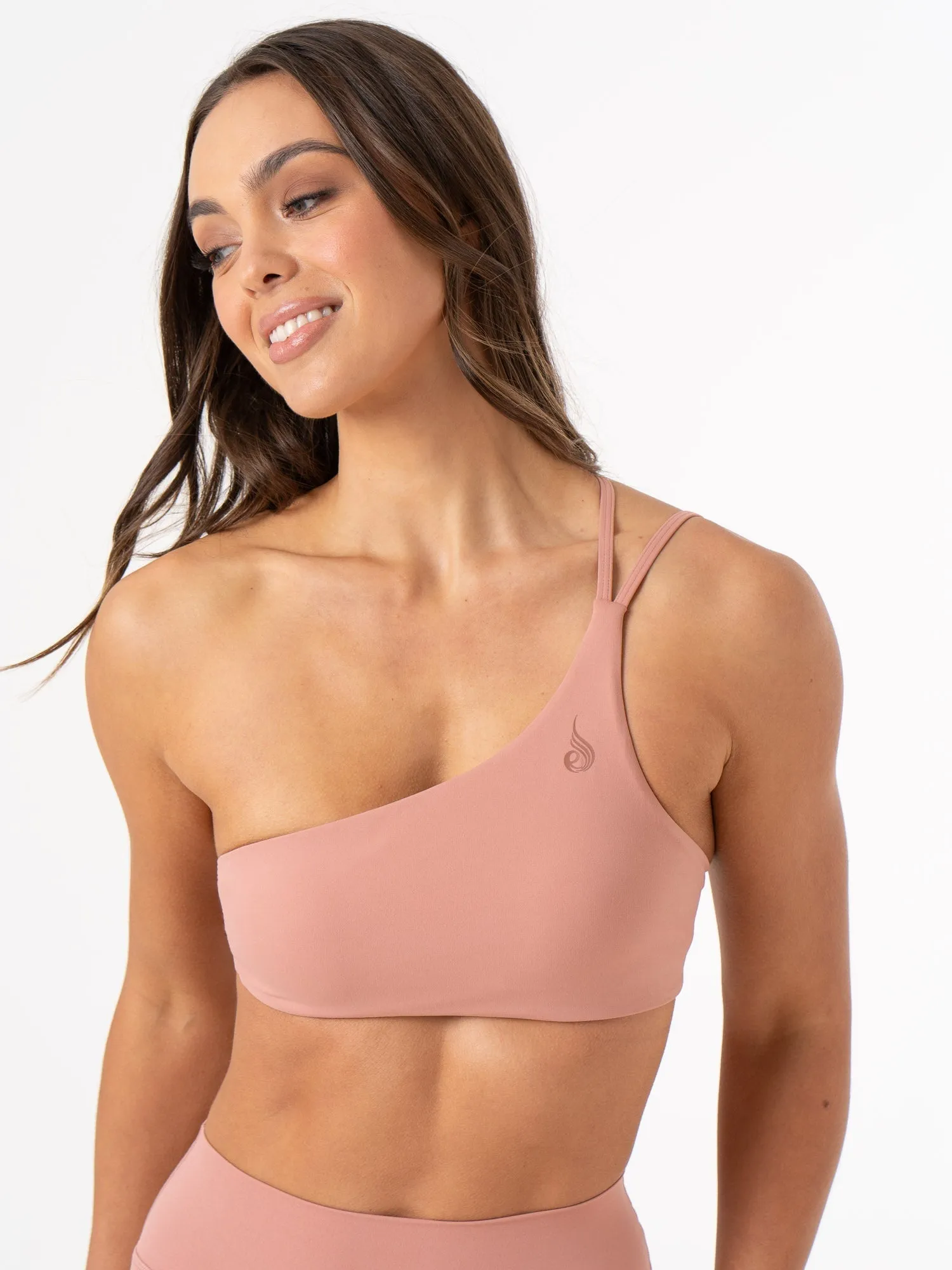 NKD One Shoulder Sports Bra - Dusty Pink Thin Design