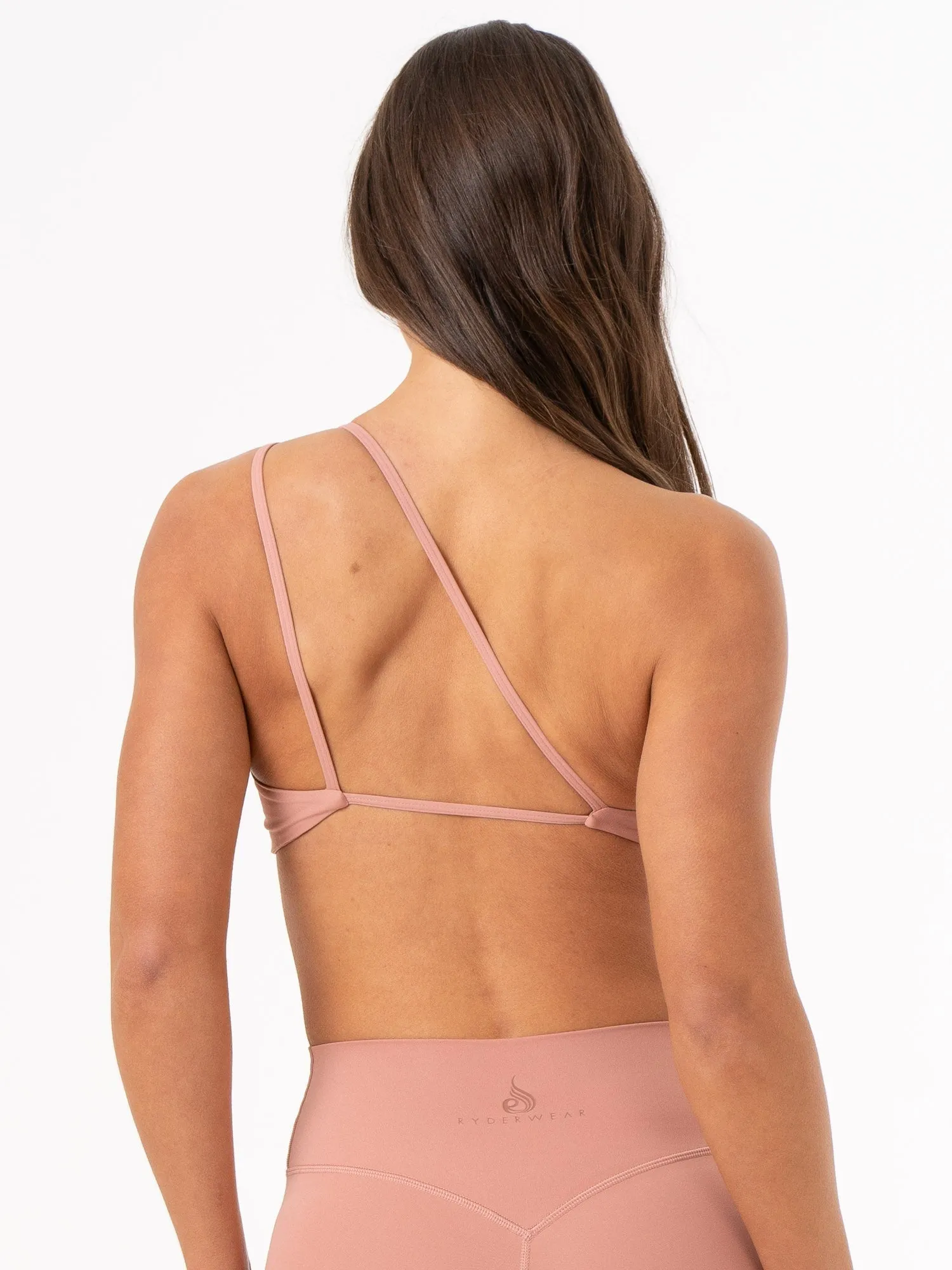NKD One Shoulder Sports Bra - Dusty Pink Cushion Support