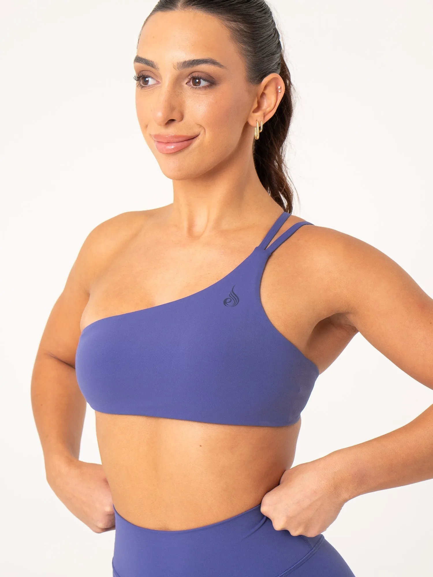 NKD One Shoulder Sports Bra - Indigo Stretch Adjust
