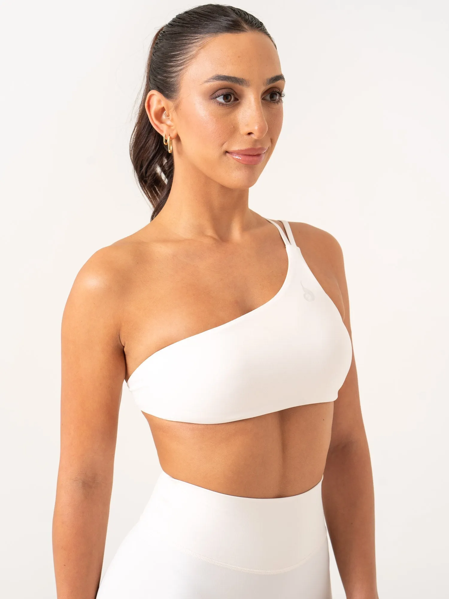 NKD One Shoulder Sports Bra - Off White Strong Wrap