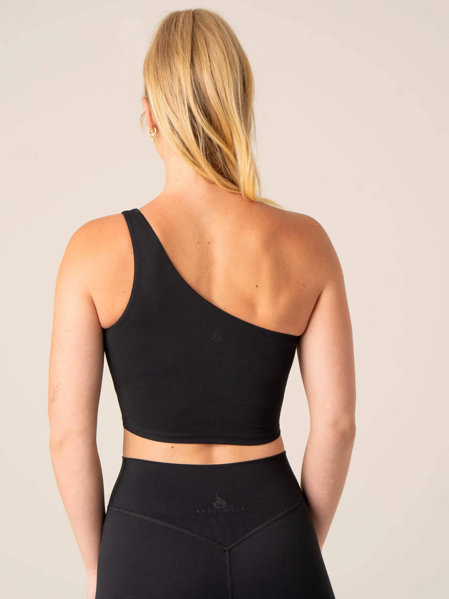 NKD One Shoulder Tank Bra - Black Wear Resist