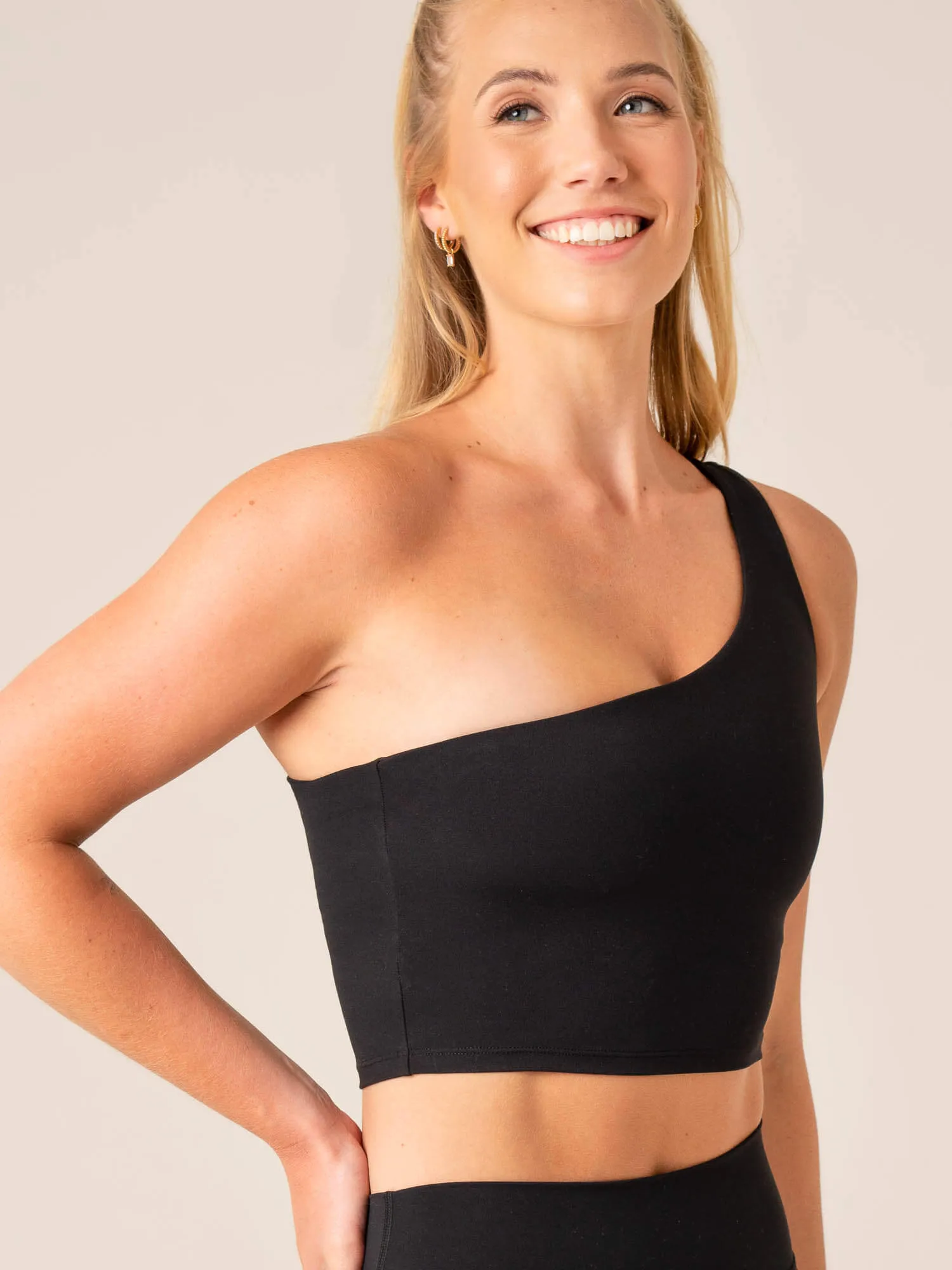 NKD One Shoulder Tank Bra - Black Free Move