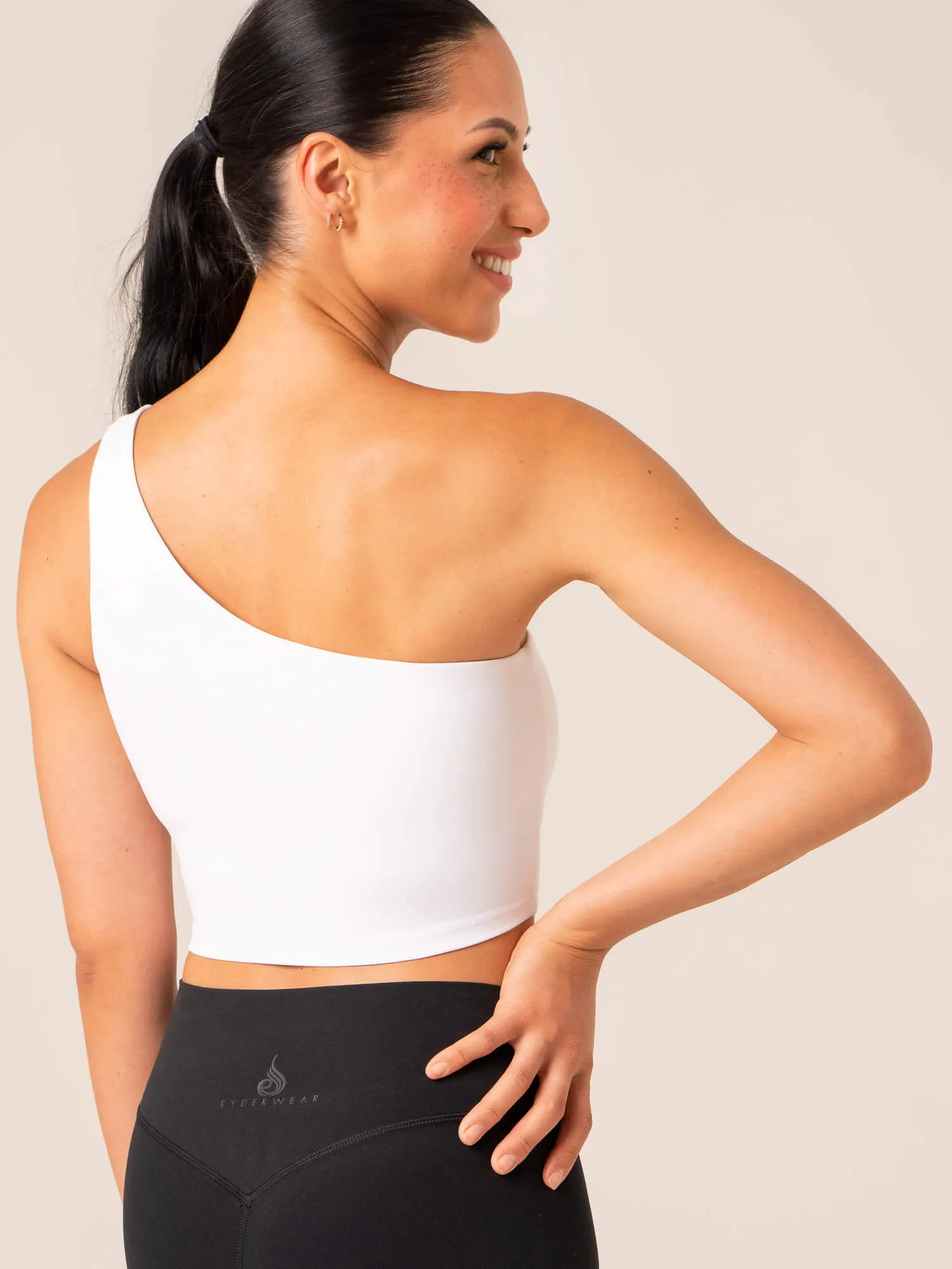 NKD One Shoulder Tank Bra - White Durable Fit