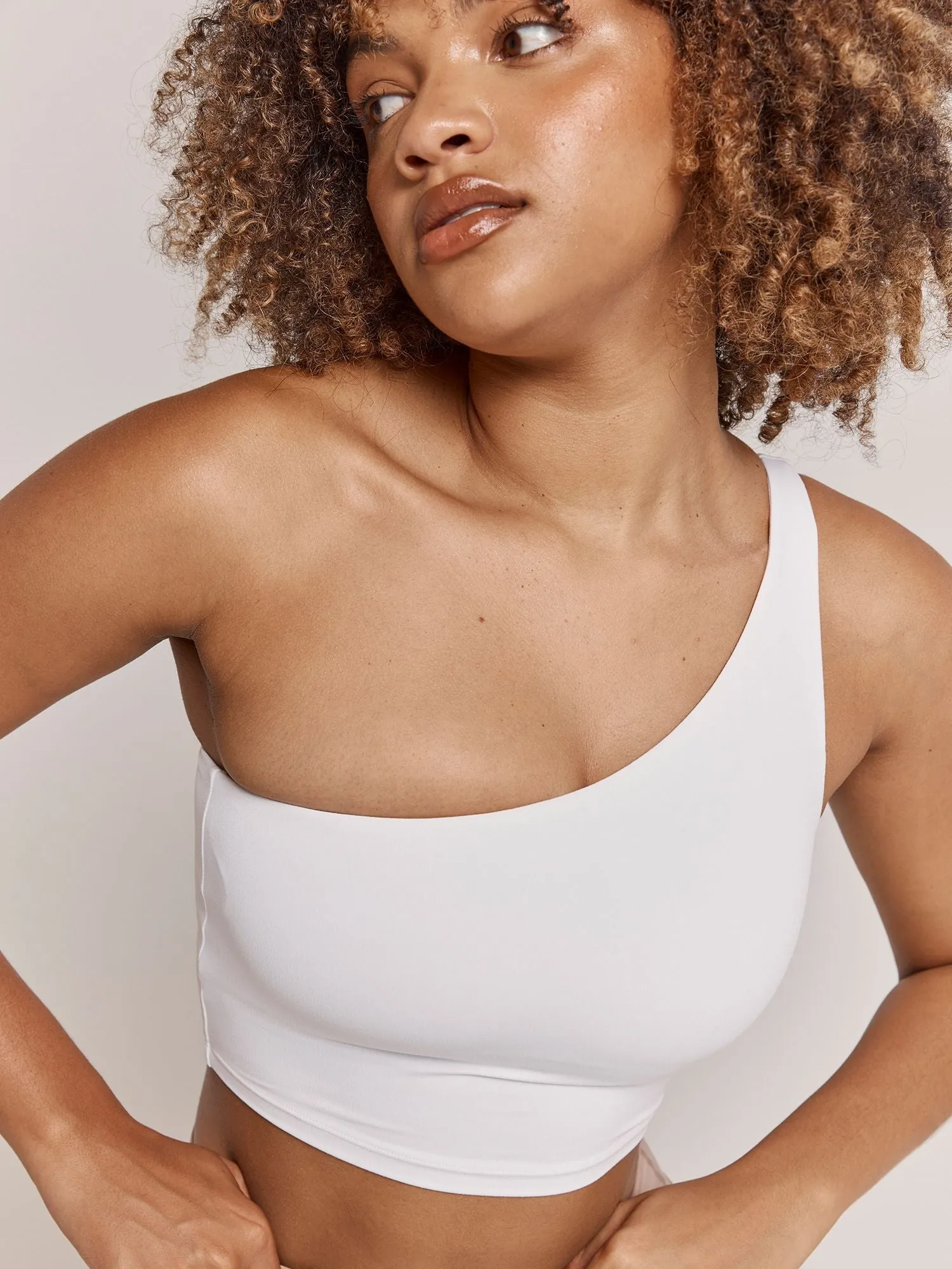 NKD One Shoulder Tank Bra - White Style Variety