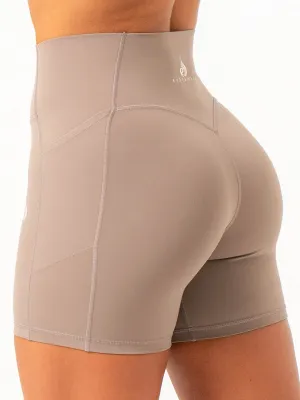 NKD Pocket Shorts - Taupe breathable mesh