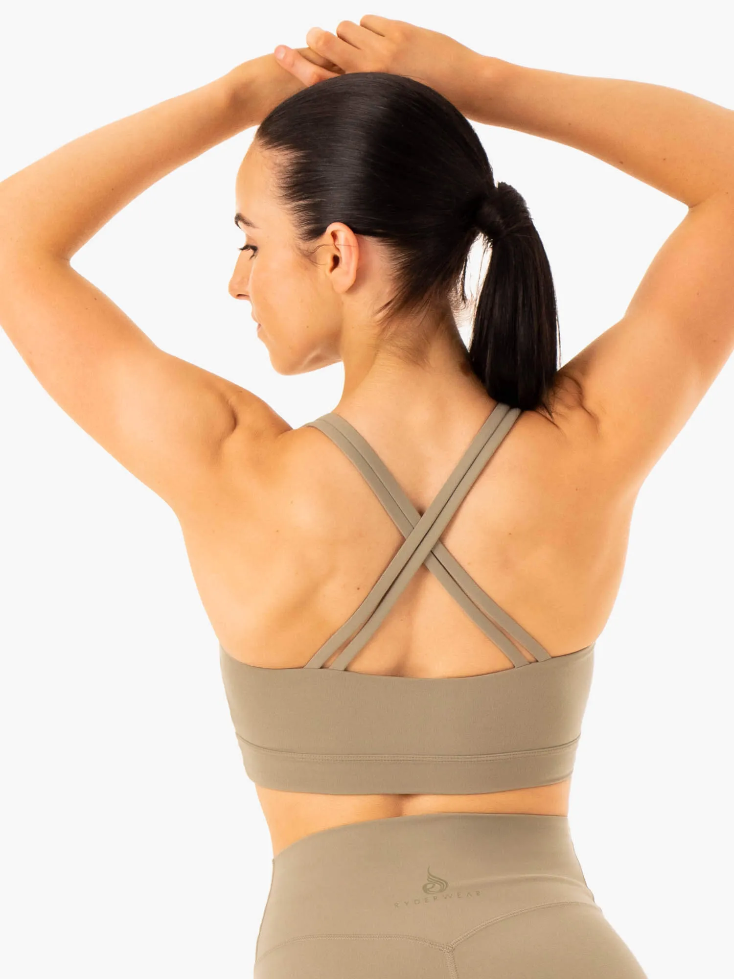 NKD Refine Sports Bra - Khaki Tech Fabric