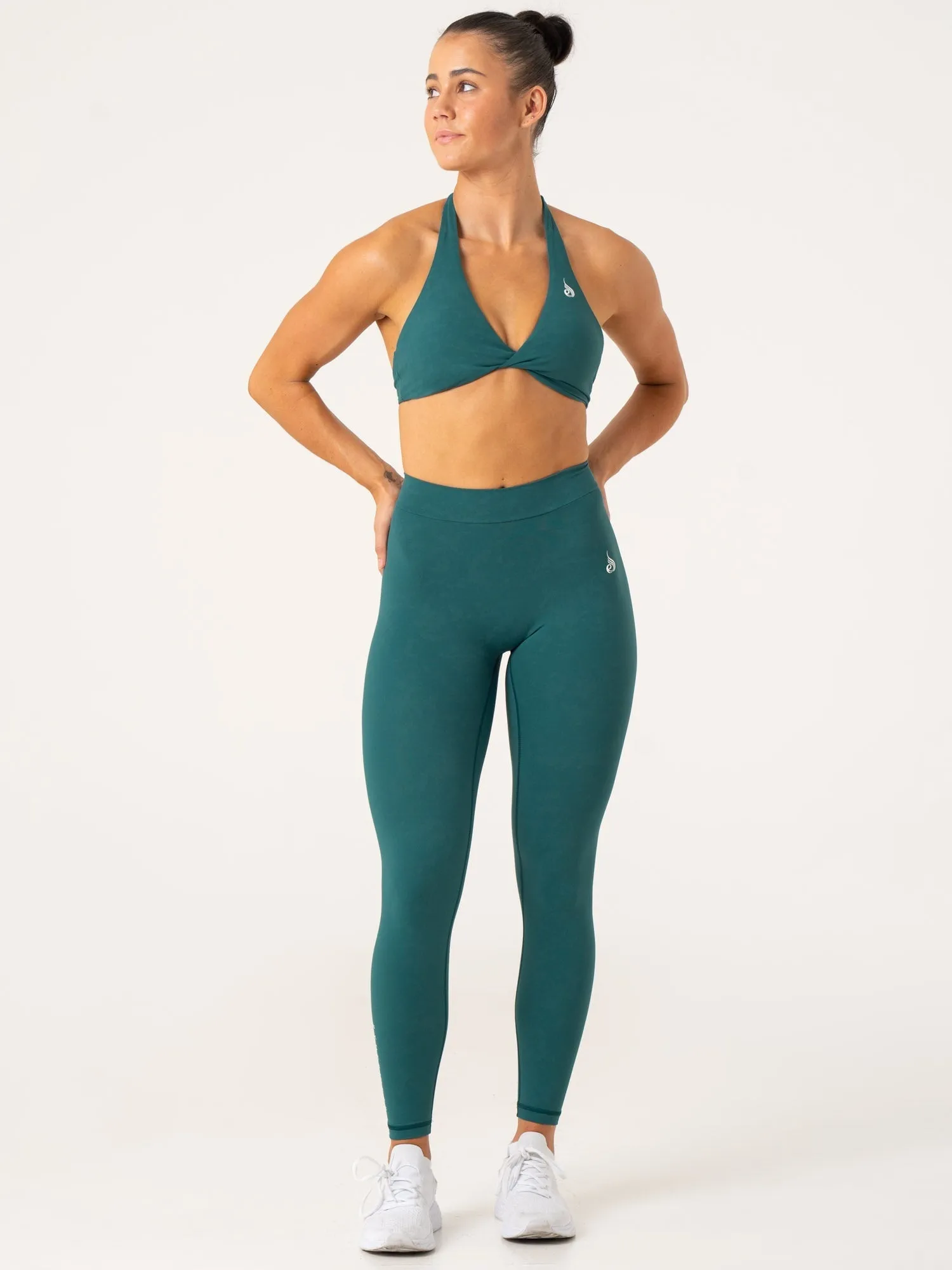 NKD Stonewash Halter Sports Bra - Emerald Stonewash Free Move