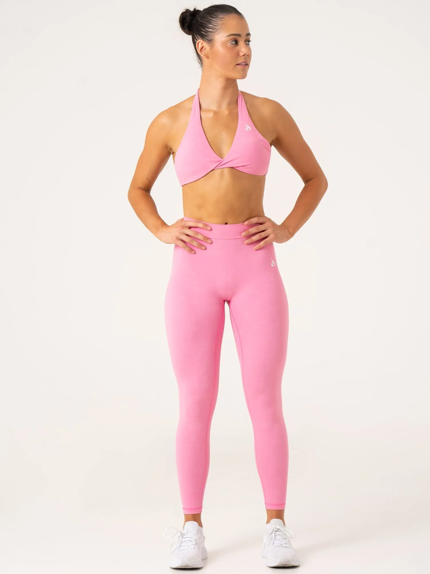 NKD Stonewash Halter Sports Bra - Pink Stonewash Light Touch
