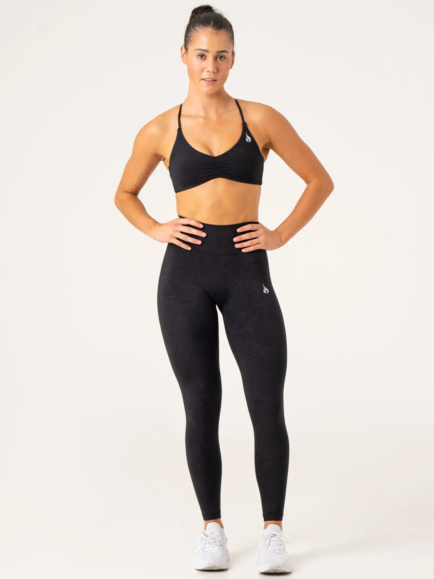 NKD Stonewash High Waisted Leggings - Black Stonewash Energy boost