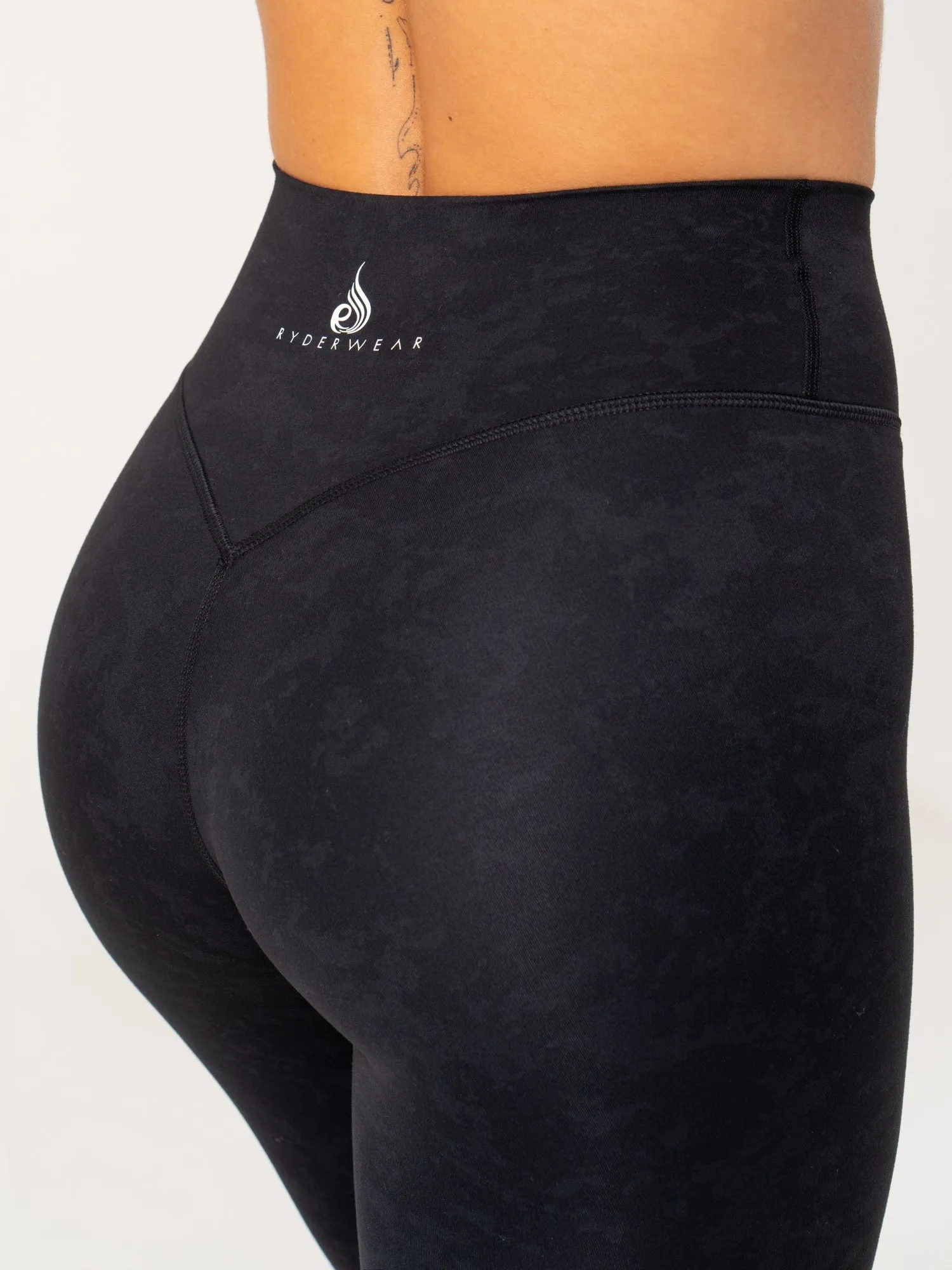 NKD Stonewash High Waisted Leggings - Black Stonewash Stretch fabric