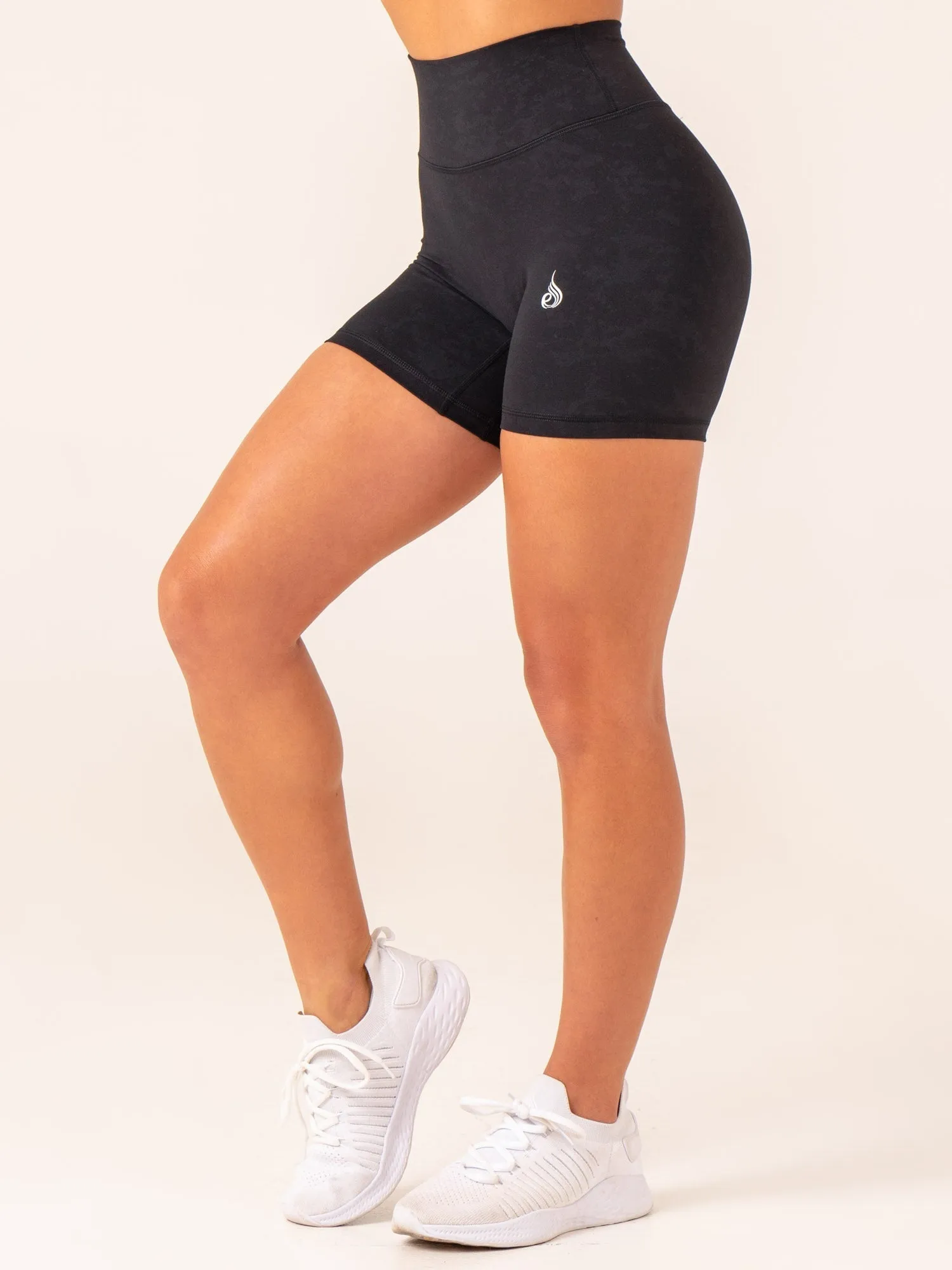NKD Stonewash High Waisted Shorts - Black Stonewash breathable wear