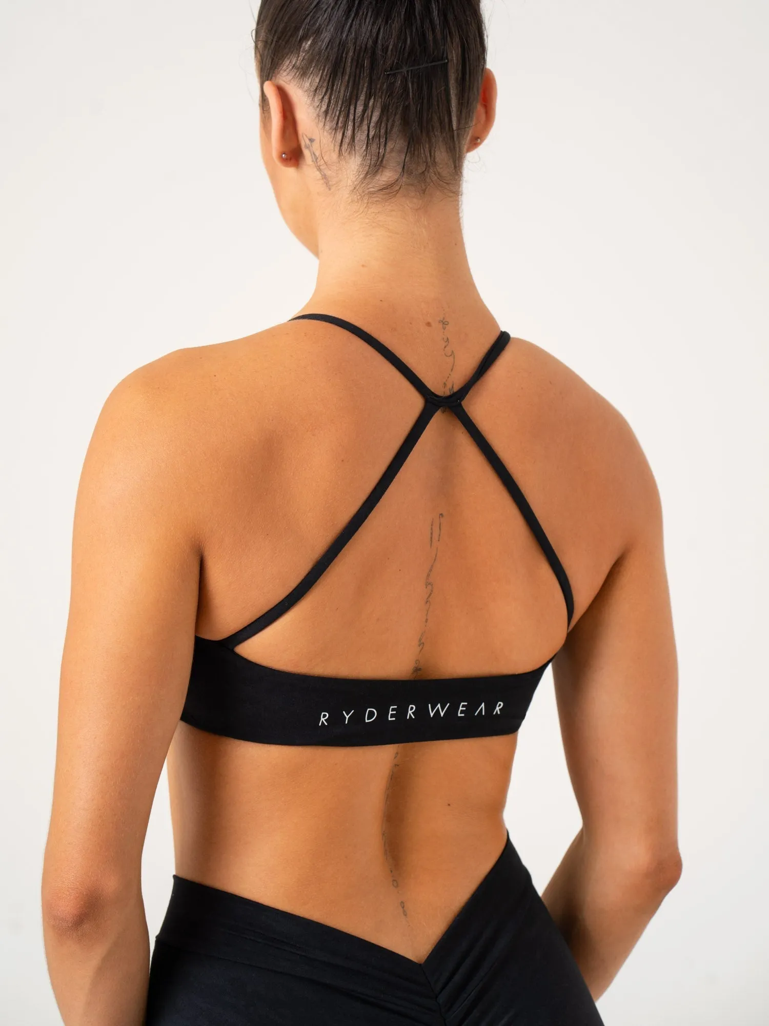 NKD Stonewash Sports Bra - Black Stonewash Lock In Place