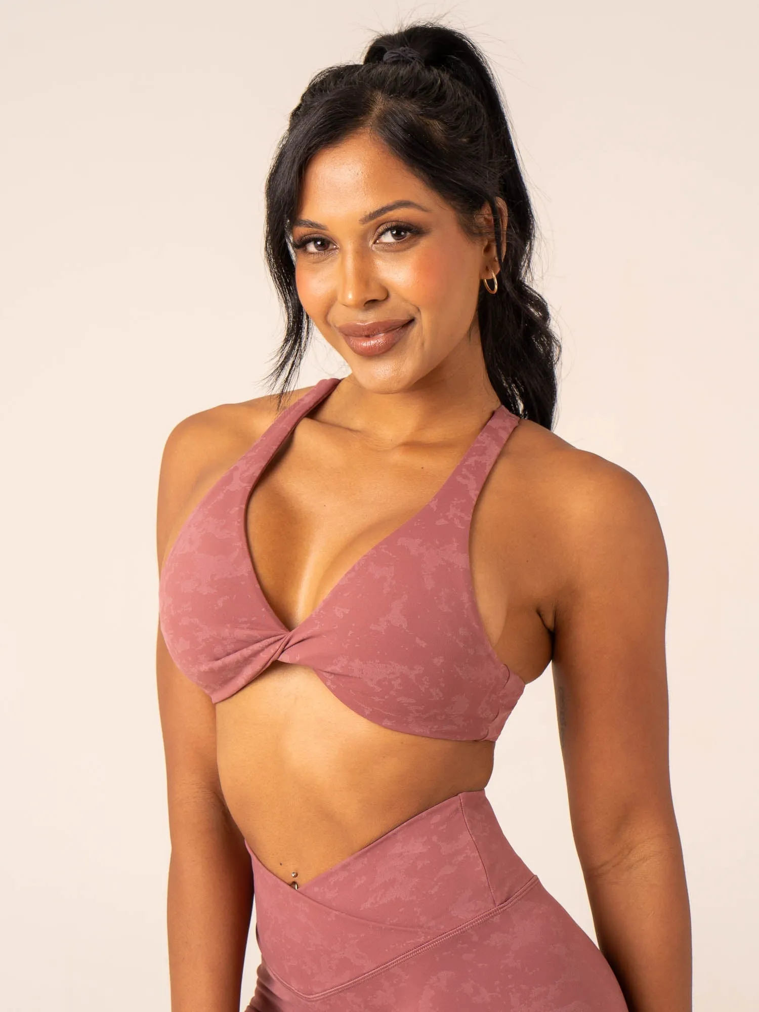 NKD Stonewash Twist Sports Bra - Boysenberry Stonewash Light Comfort