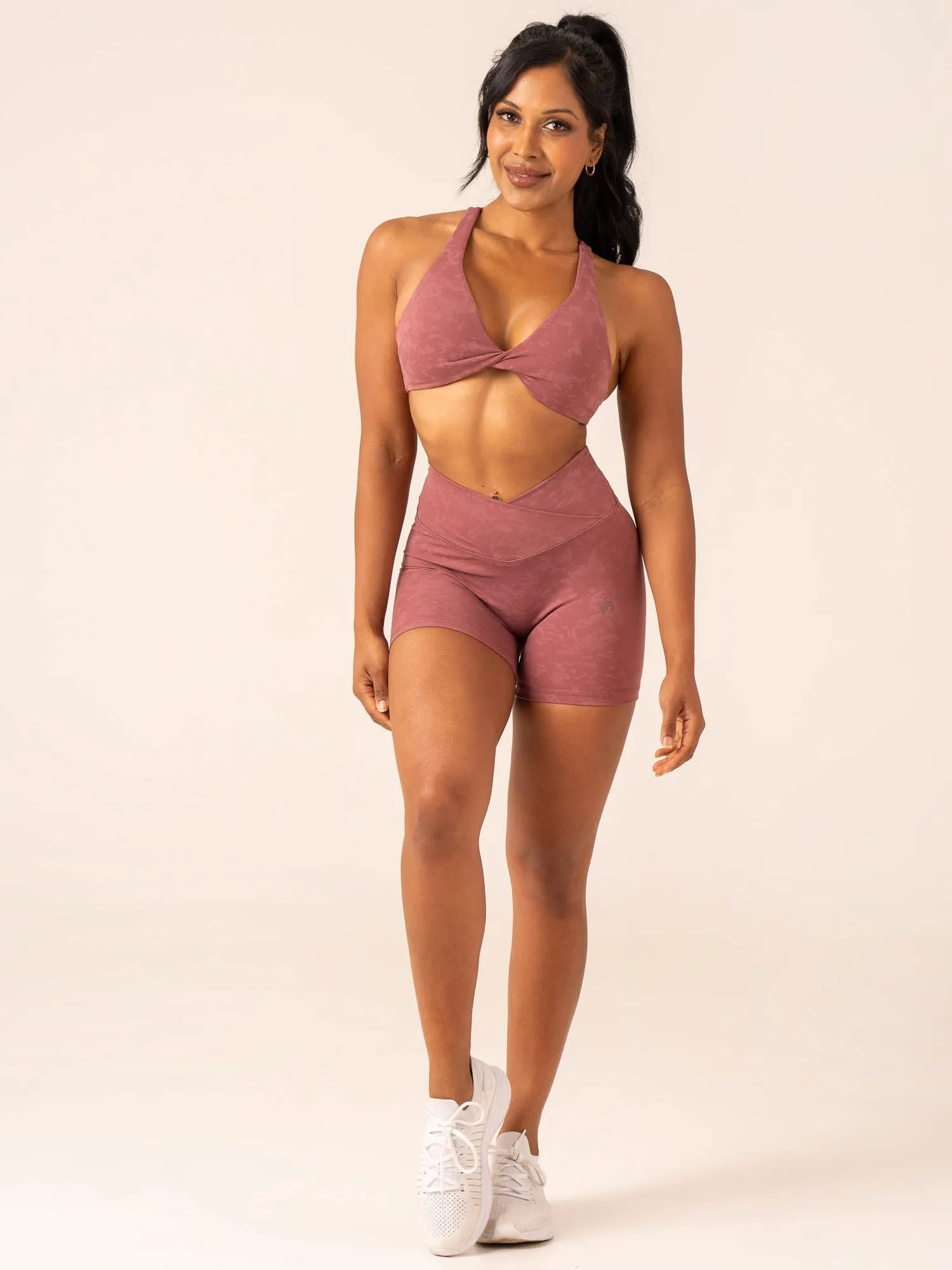 NKD Stonewash Twist Sports Bra - Boysenberry Stonewash Size Options