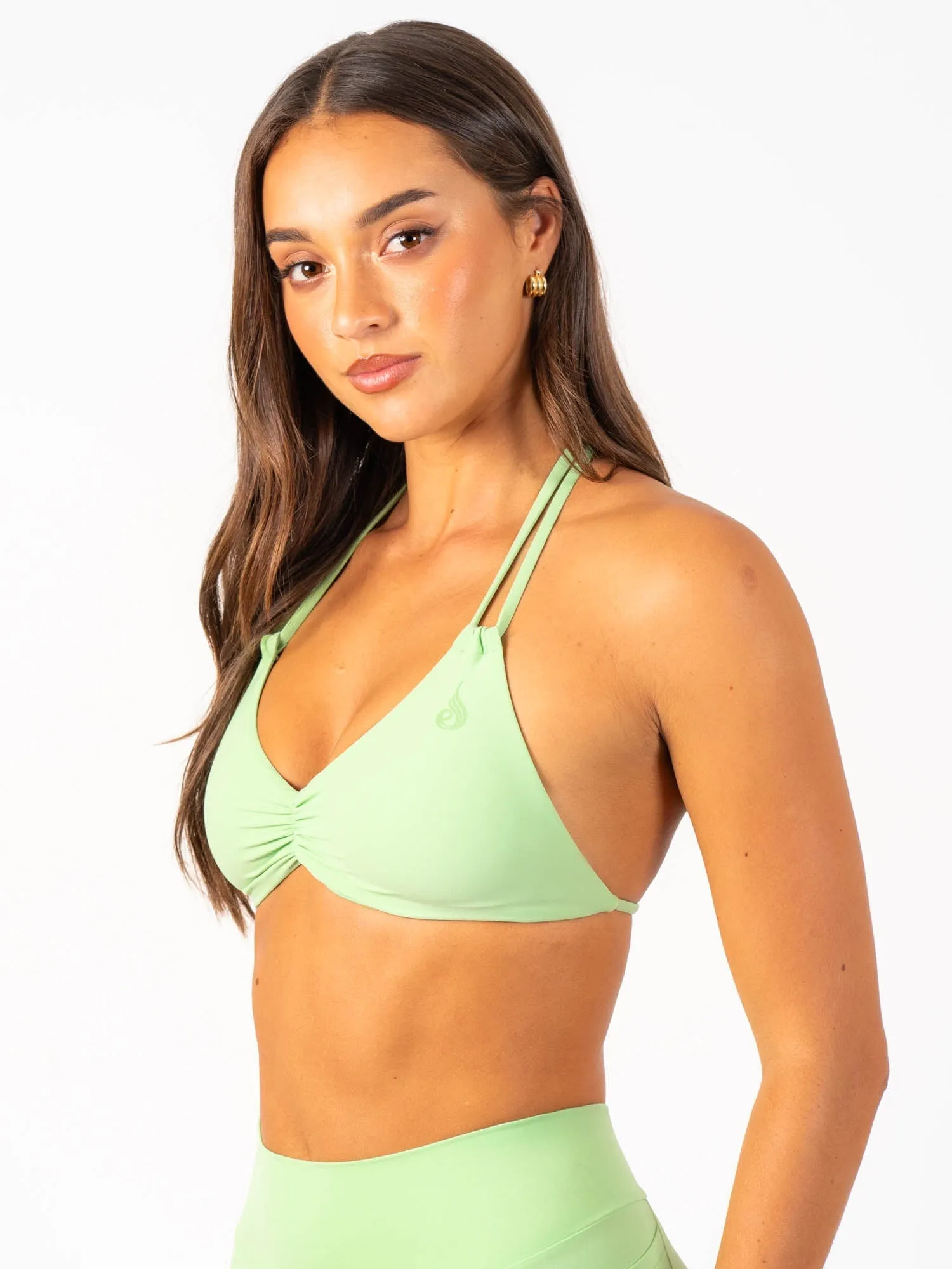 NKD Twin Strap Halter Bra - Green Glow Elastic Recovery