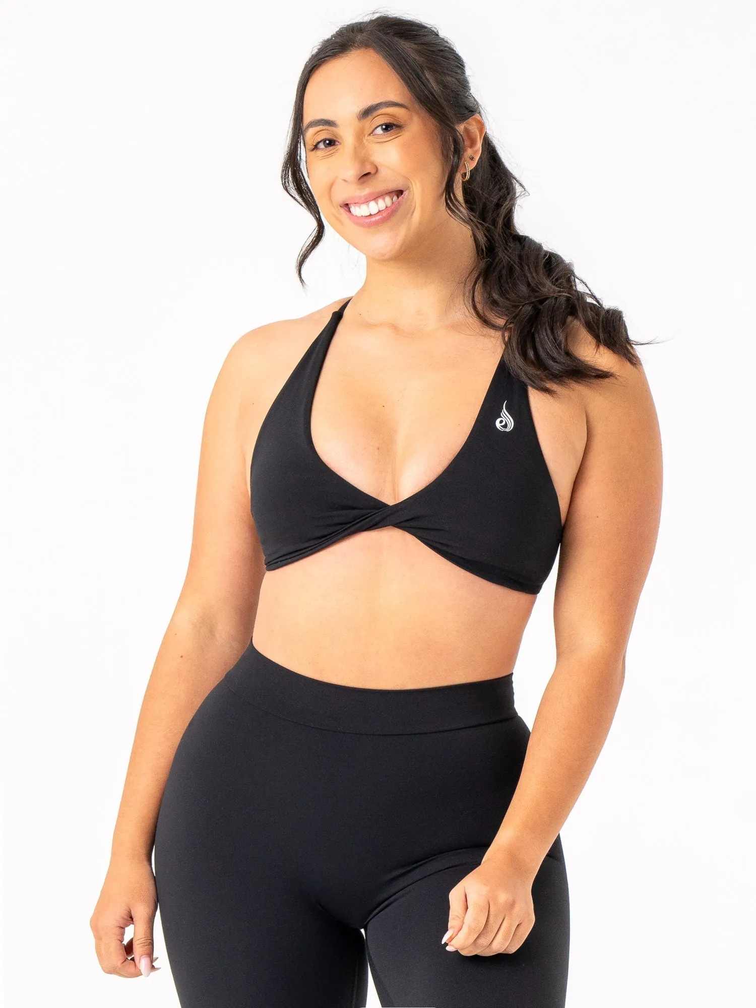 NKD Twist Sports Bra - Black Anti Slip
