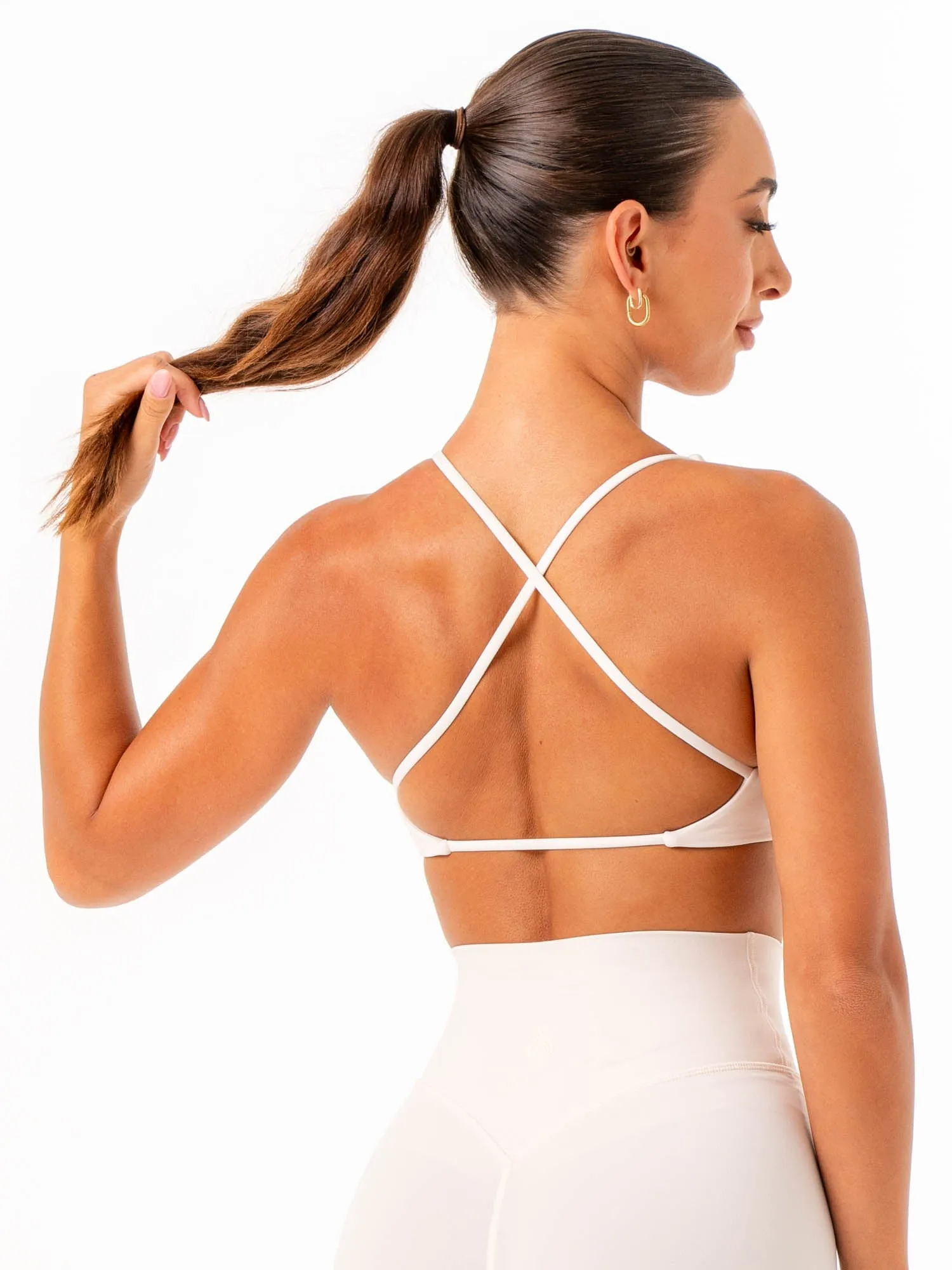NKD Twist Sports Bra - Off White Anti Odor