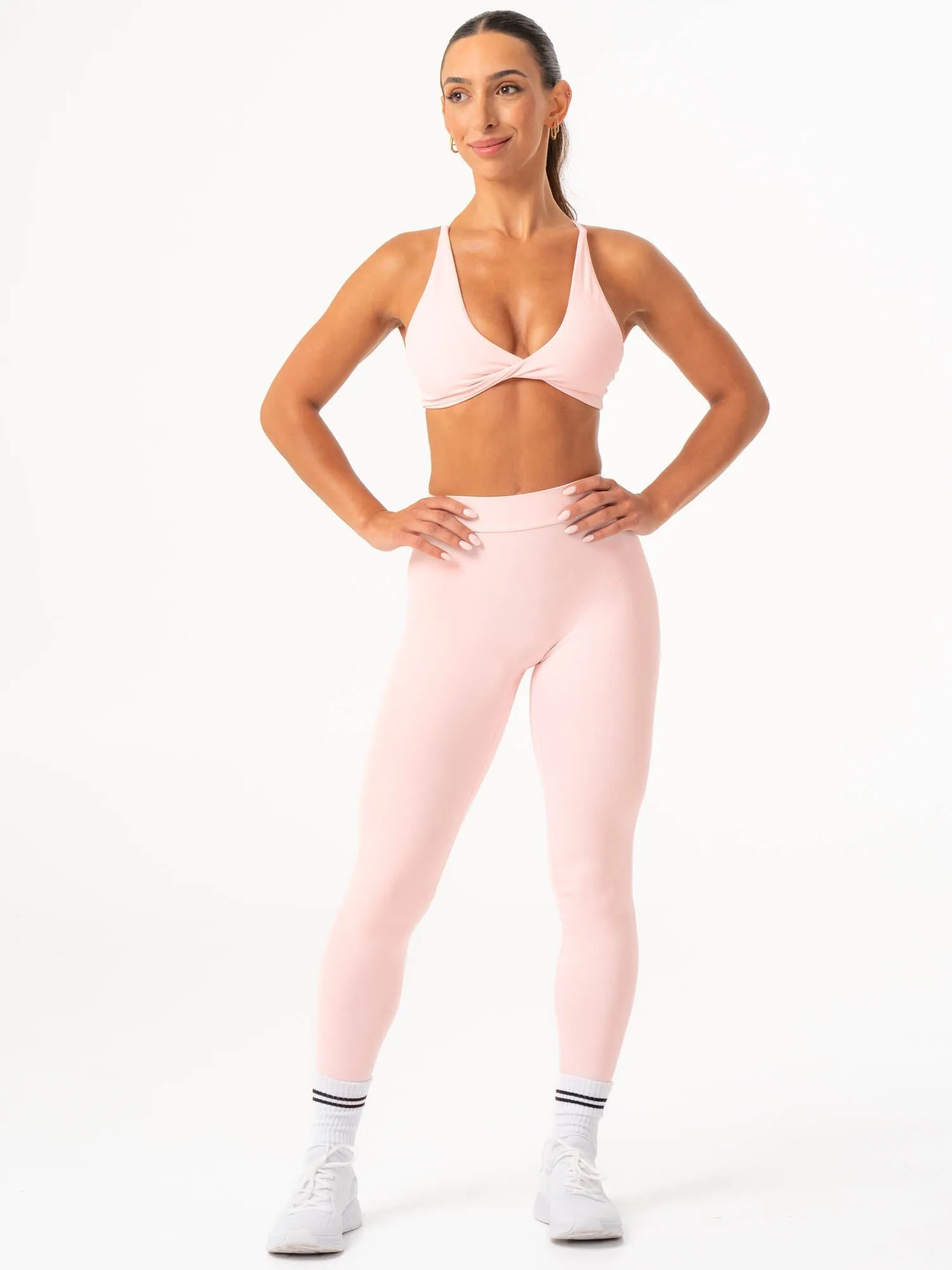 NKD Twist Sports Bra - Pink Musk Fitted Comfort