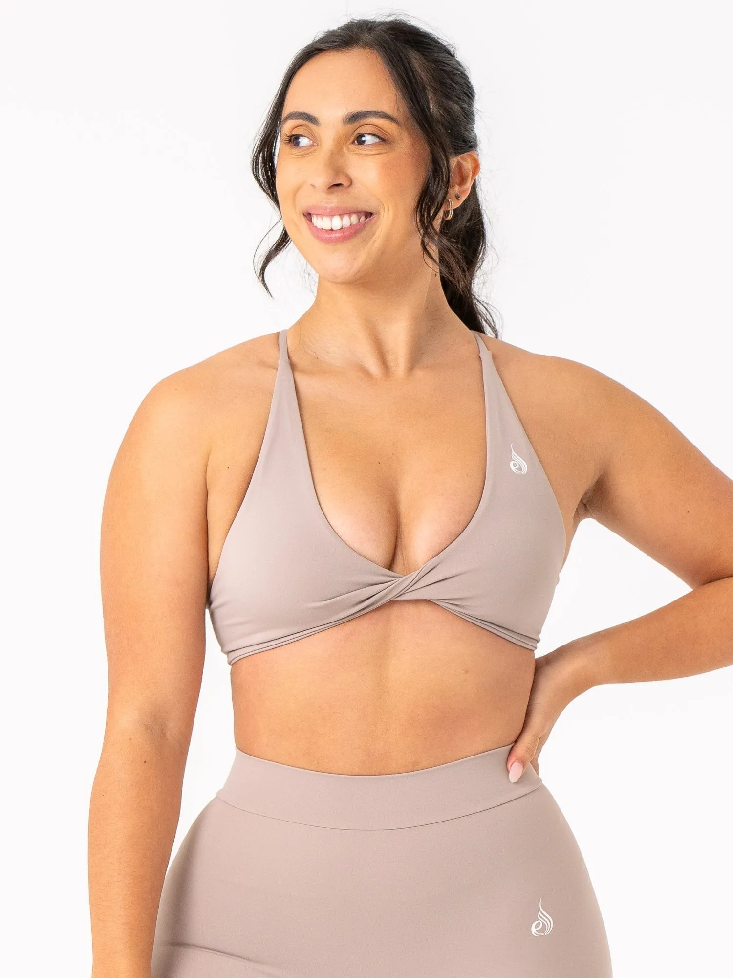 NKD Twist Sports Bra - Taupe Light Weight