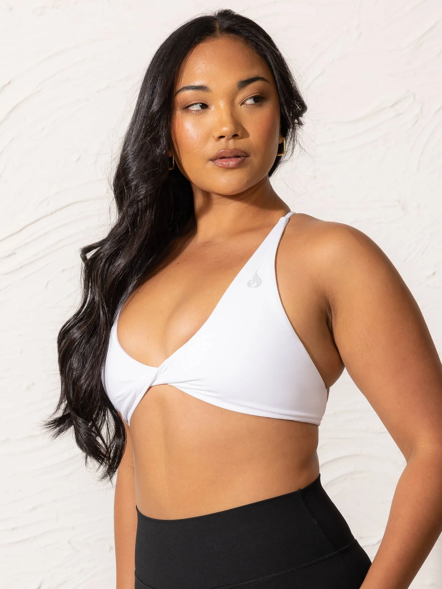 NKD Twist Sports Bra - White Compression Support