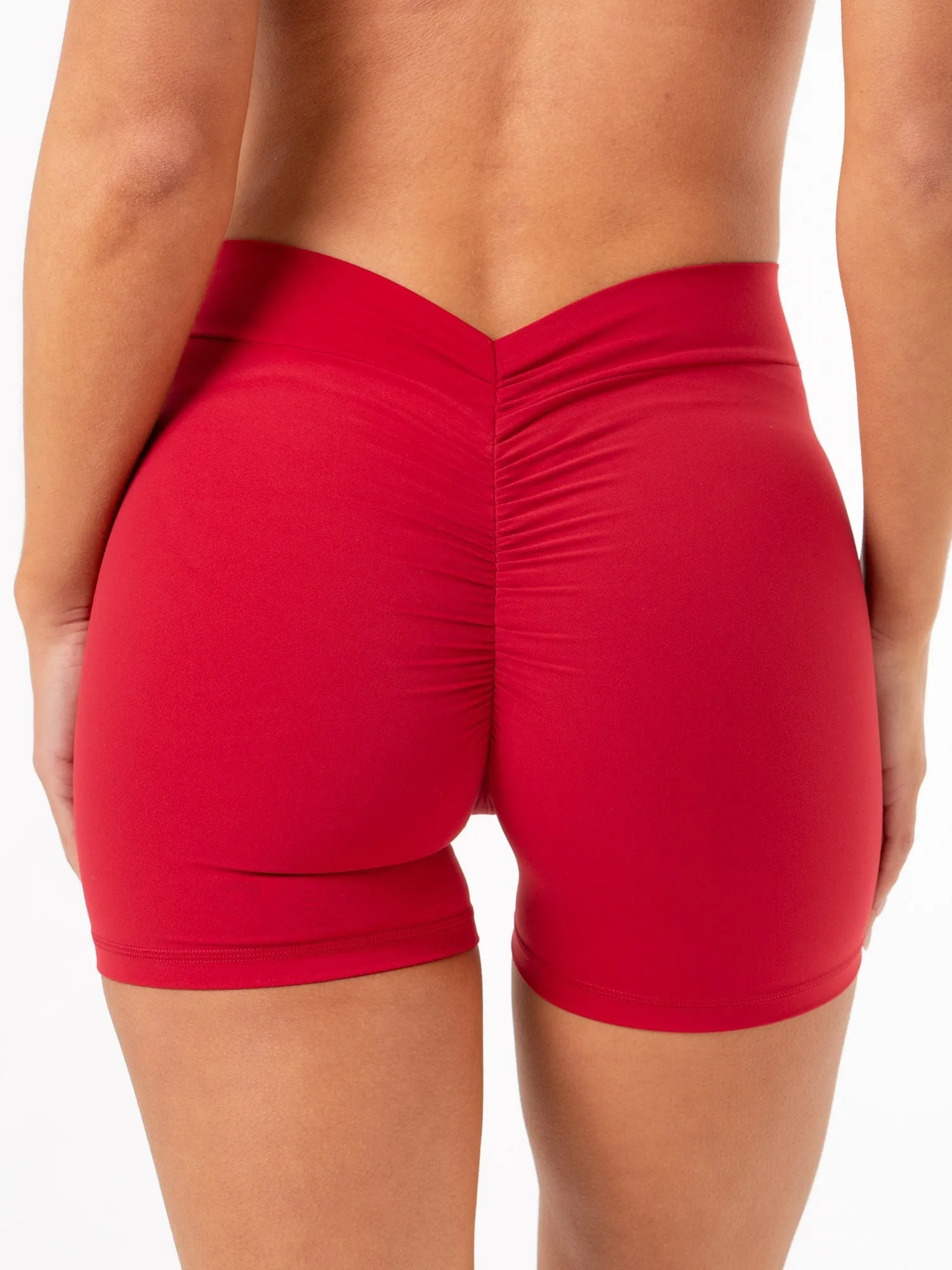 NKD V Scrunch Shorts - Cherry Red indoor training