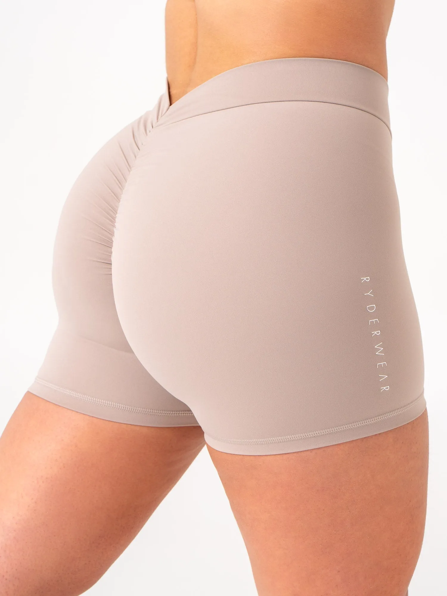 NKD V Scrunch Shorts - Taupe training wear