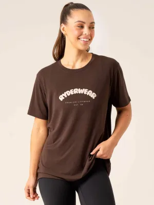 Off Side Longline T-Shirt - Chocolate school spirit