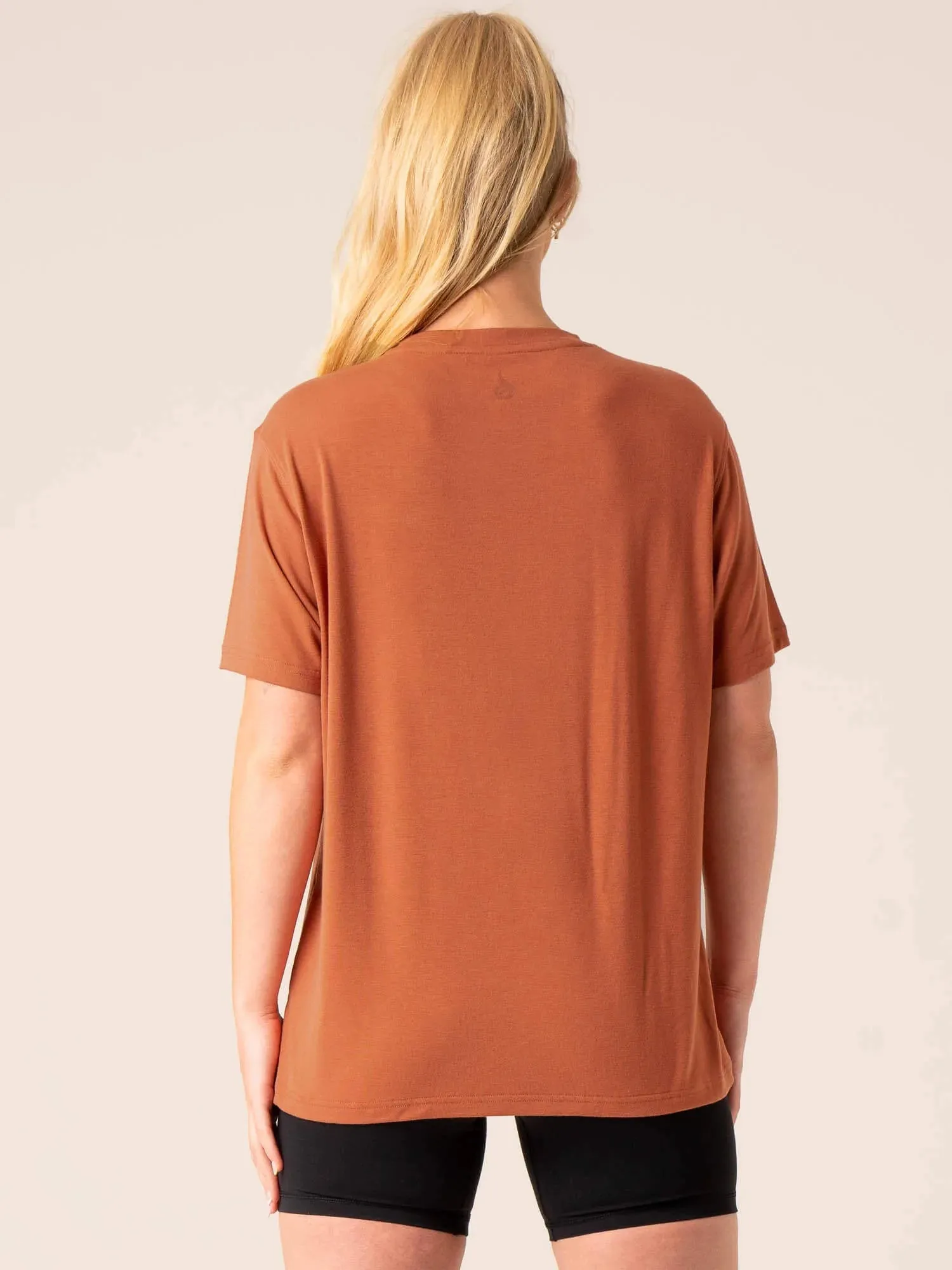 Off Side Longline T-Shirt - Mocha affordable price