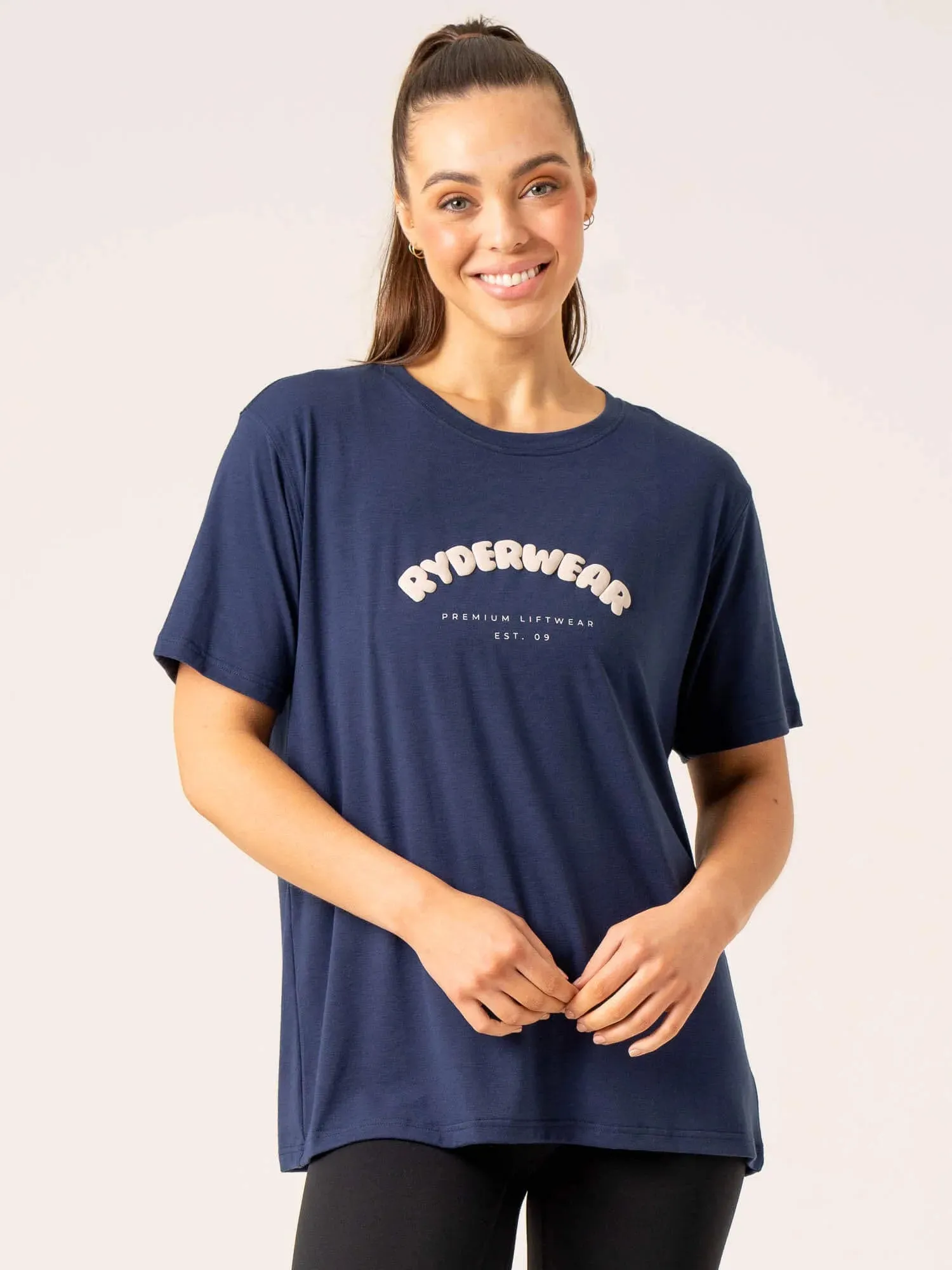 Off Side Longline T-Shirt - Navy eco conscious