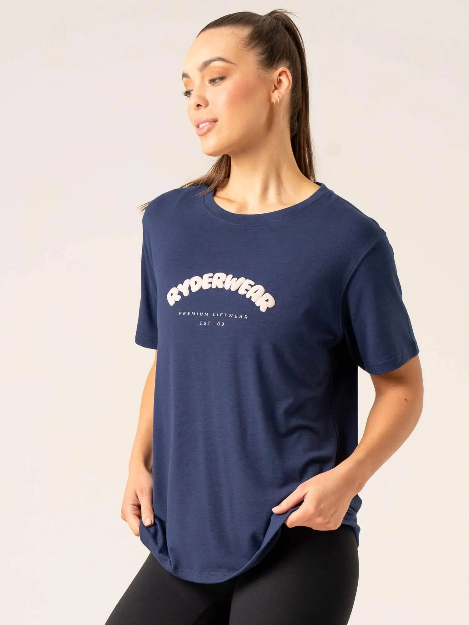 Off Side Longline T-Shirt - Navy spring colors