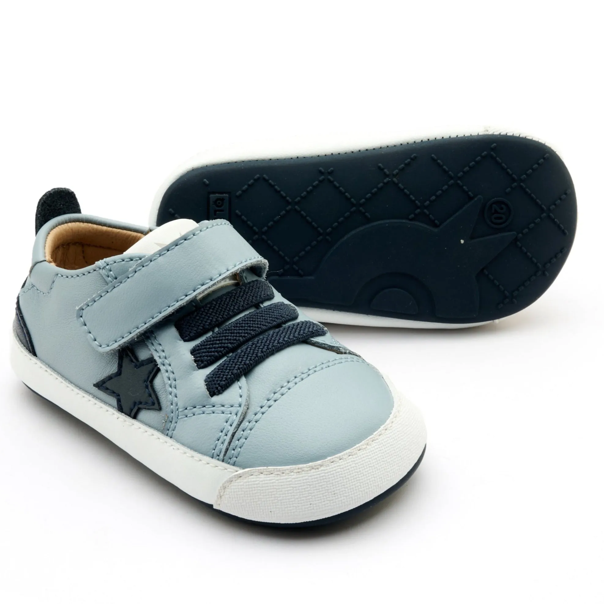 Old Soles Boy's 0085RT Platinum Bub Casual Shoes - Dusty Blue / Navy / Navy Sole feet happy