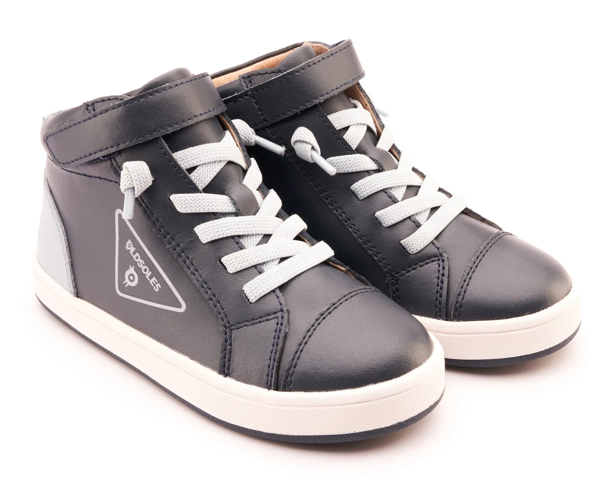 Old Soles Boy's 1000 Brigade High Top Casual Shoes - Navy / Dusty Blue / White Navy Sole cool twist