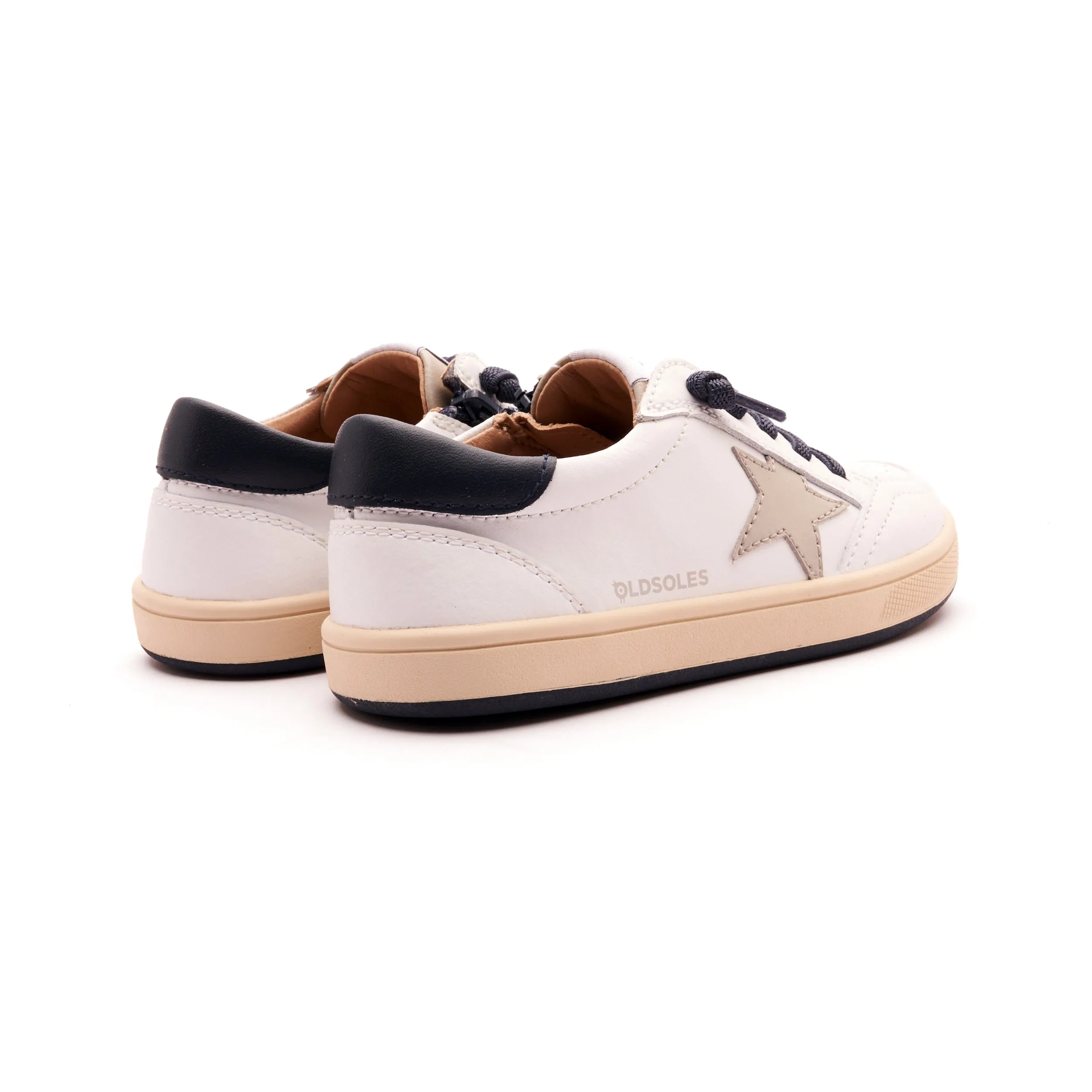Old Soles Boy's 1006 Platinum Runner Casual Shoes - Snow / Navy / Gris / Sporco Navy Sole comfort style