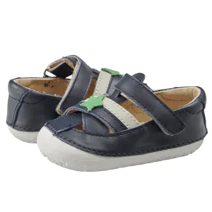 Old Soles Boy's 4078 Marching Pave Shoes - Navy/Gris/Navy/Neon Green Soft Touch