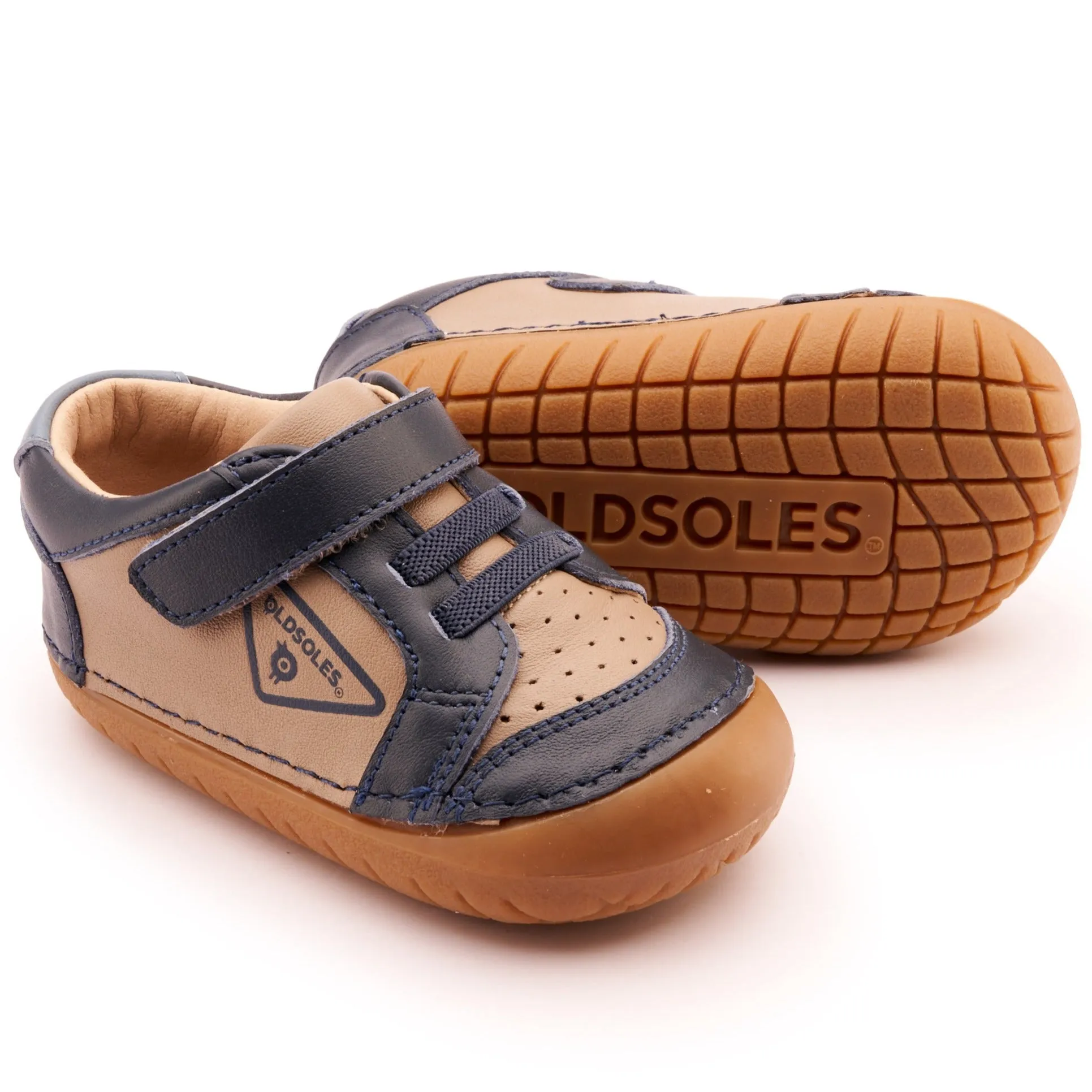 Old Soles Boy's & Girl's 4094 Badge Pave Casual Shoes - Taupe / Navy / Indigo sleek walk