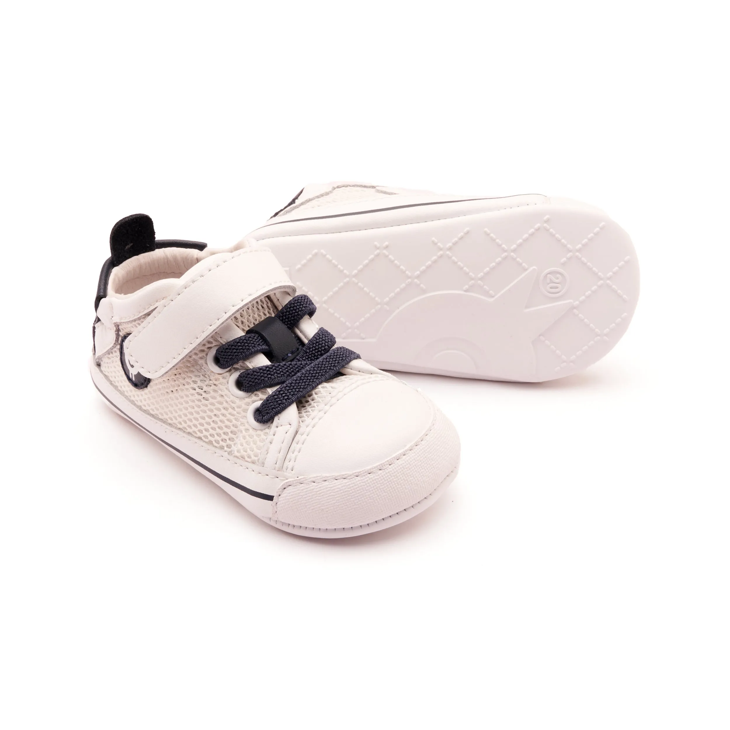 Old Soles Boy's and Girl's 0083RT Baby Mesh Casual Shoes - Snow / Navy / Snow Sole style flex