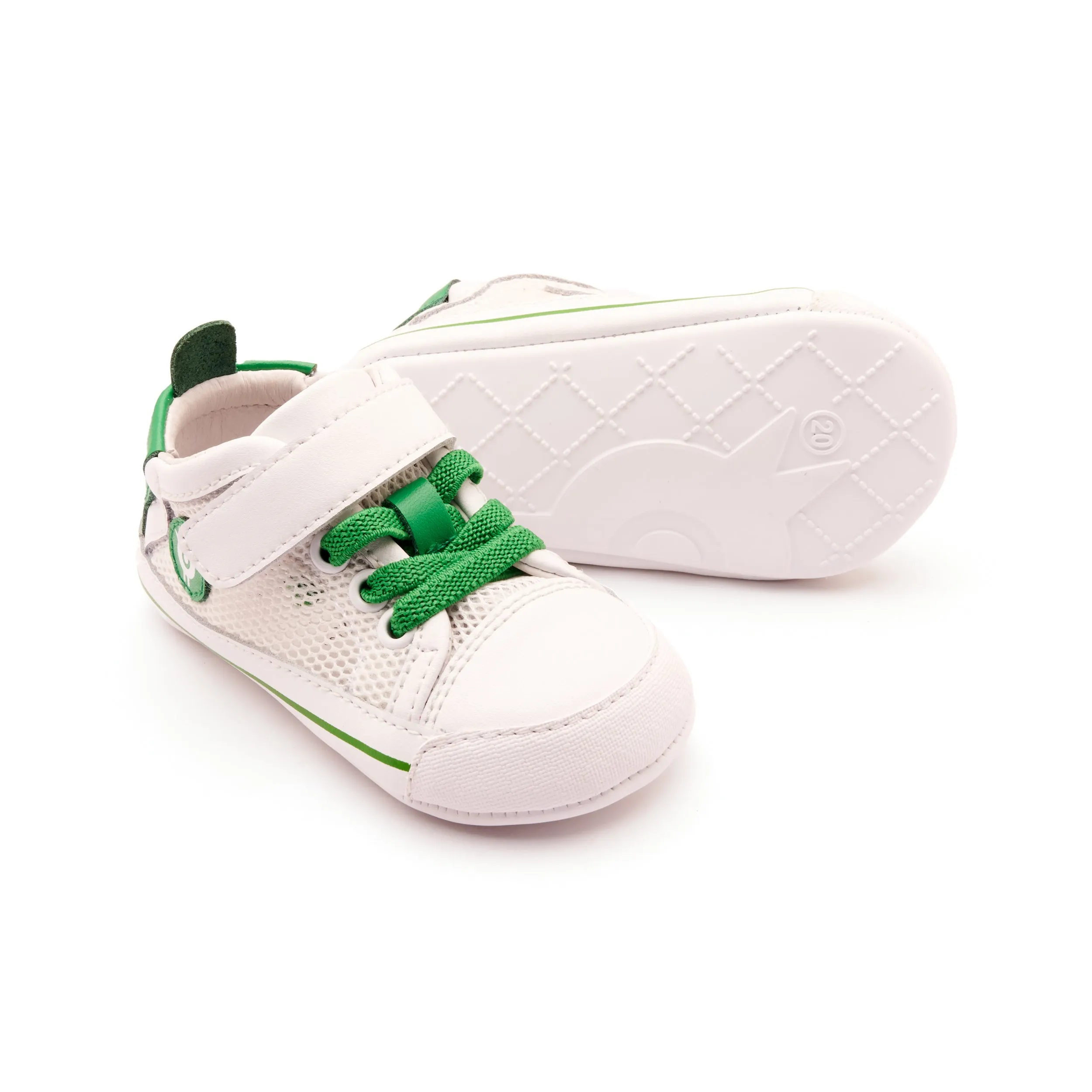 Old Soles Boy's and Girl's 0083RT Baby Mesh Casual Shoes - Snow / Neon Green / Snow Sole fit work