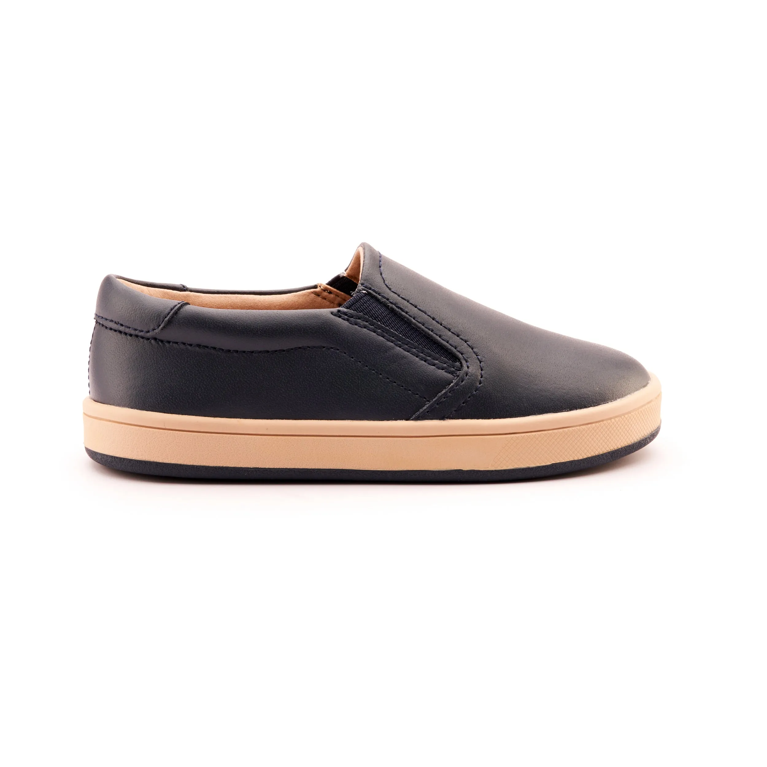 Old Soles Boy's and Girl's 1005 Hoff Leather Loafer Slip-on Shoes - Navy/Natural clean edge