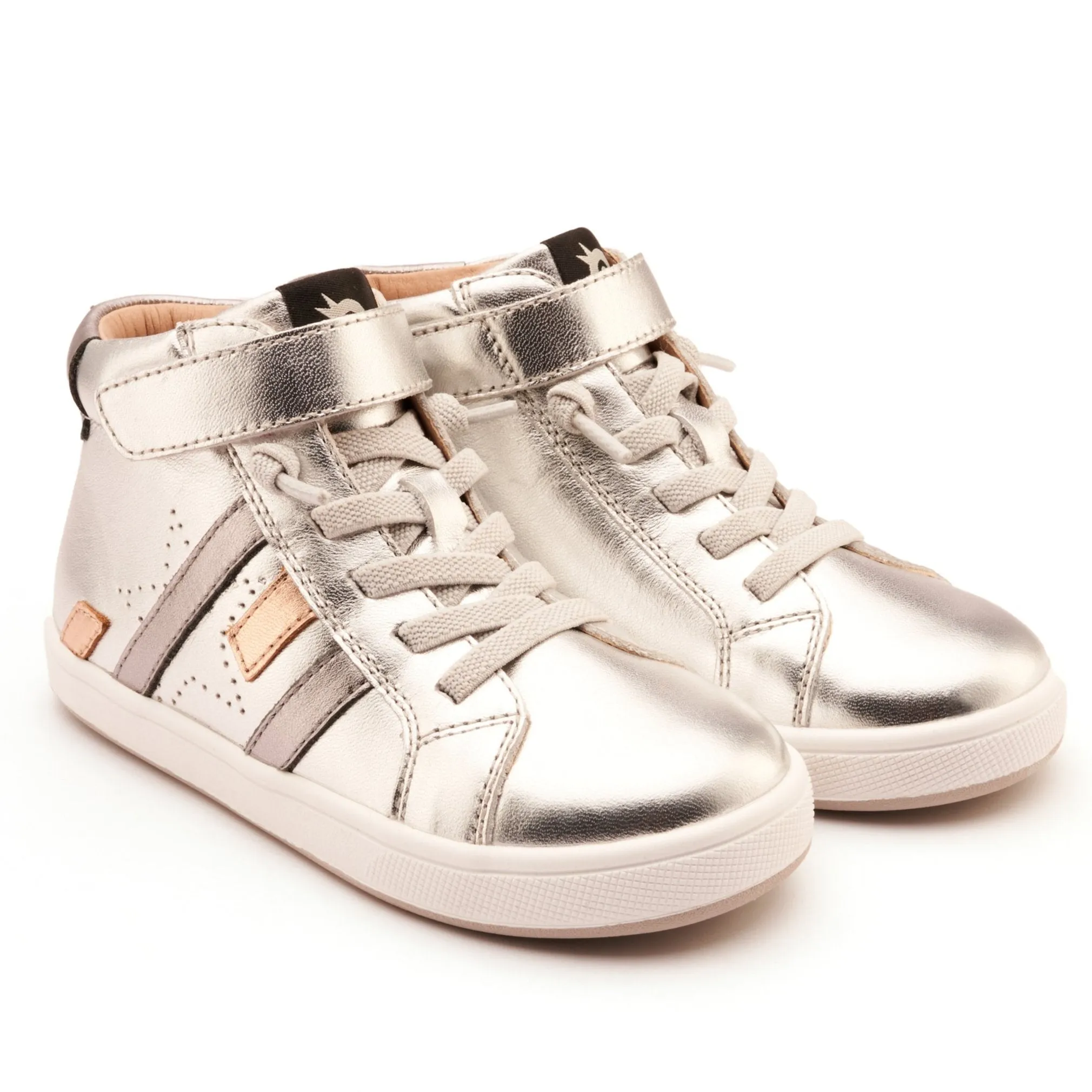 Old Soles Boy's and Girl's Challenger Casual Shoes - Silver / Rich Silver / Copper flexible base