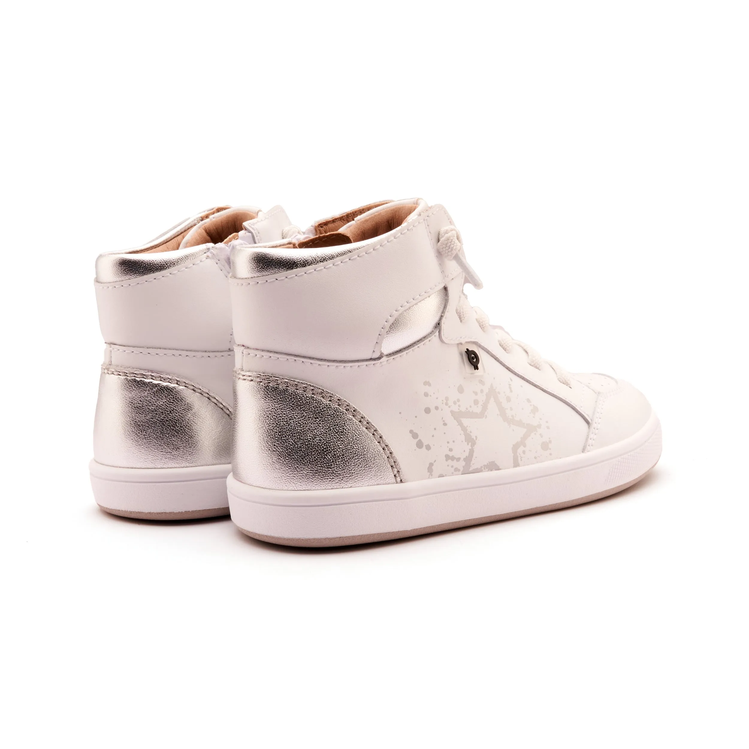 Old Soles Boy's and Girl's High Splash Casual Shoes - Snow / Silver / White Silver feet happy