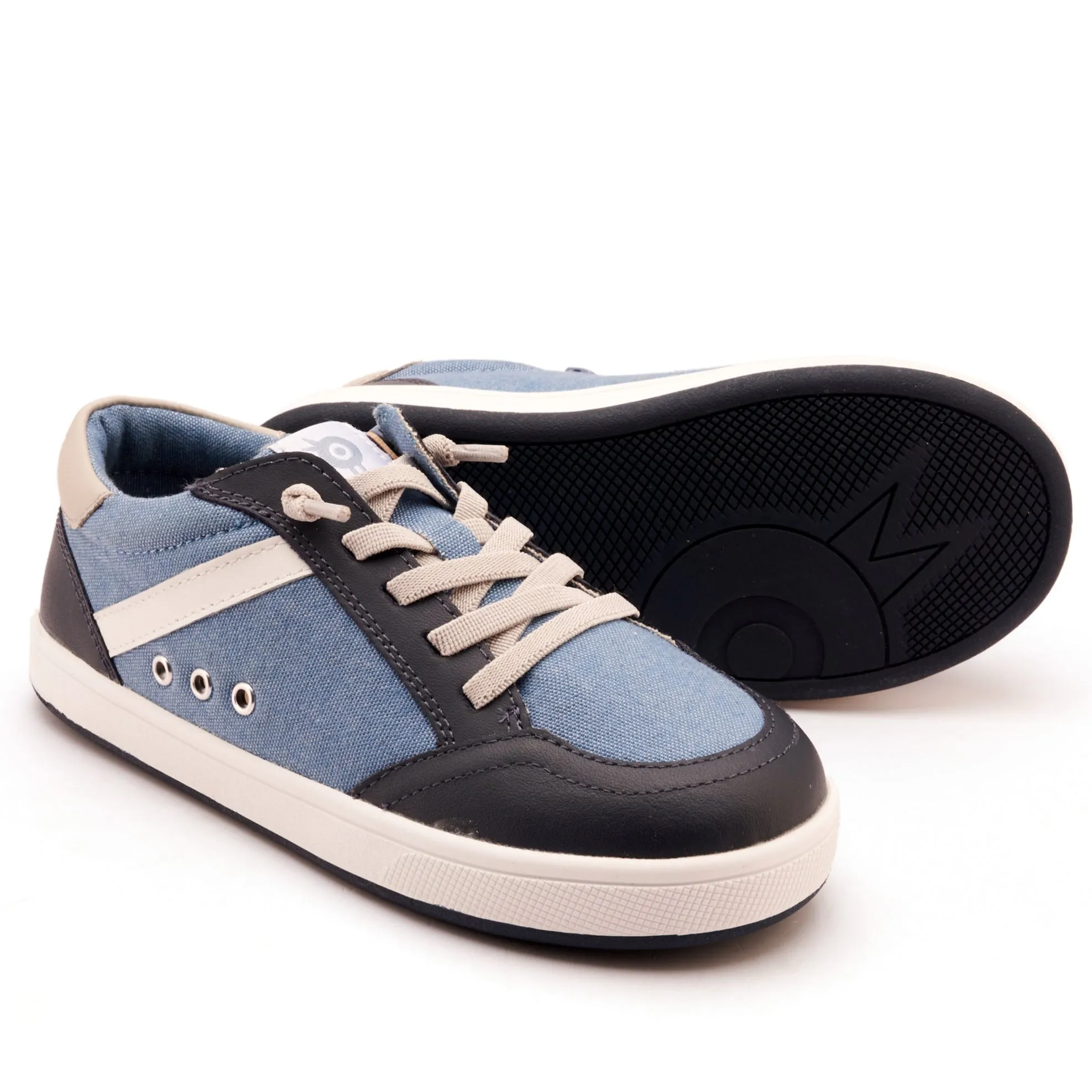 Old Soles Boy's and GIrl's Jet Casual Shoes - Light Denim Canvas / Navy / Snow dress down