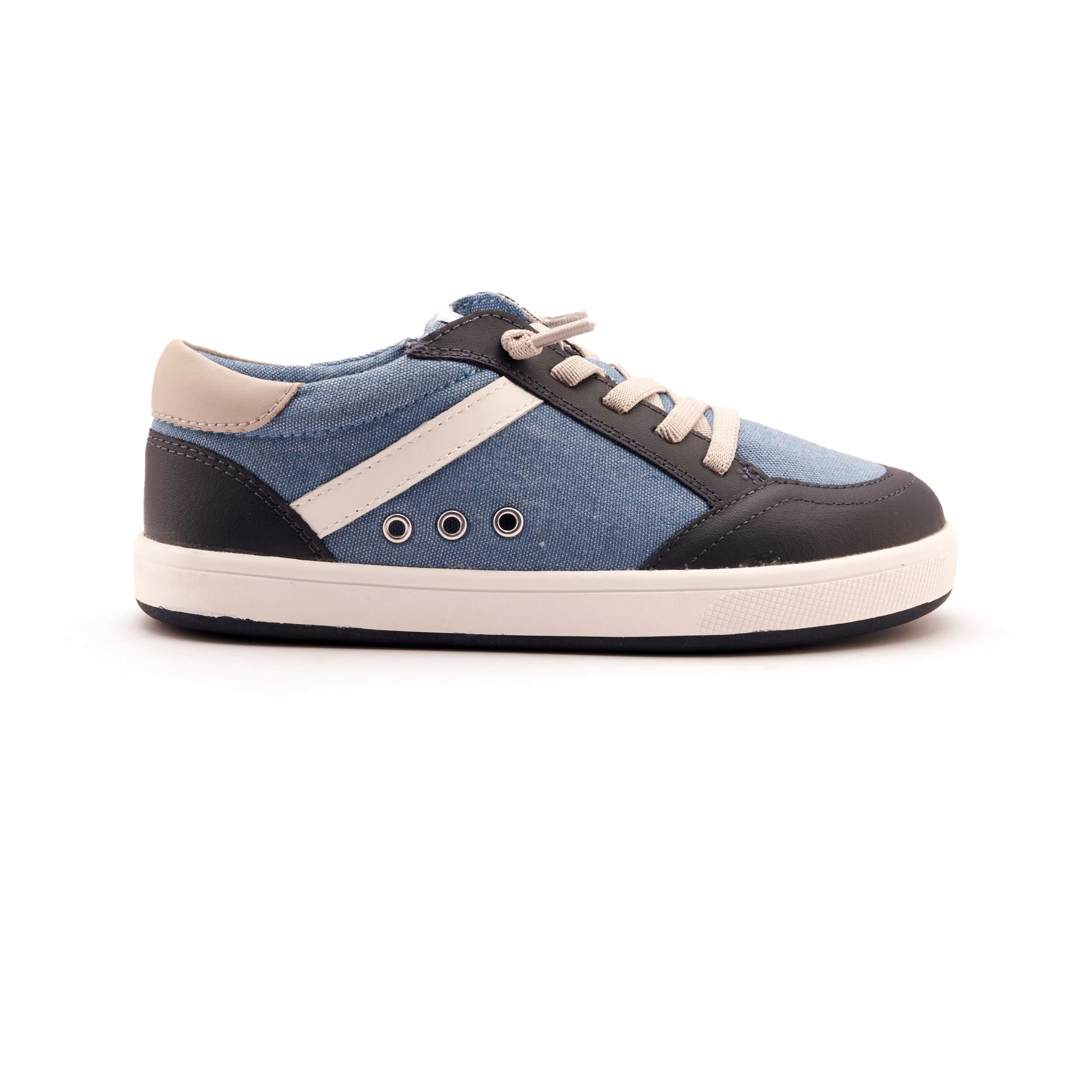 Old Soles Boy's and GIrl's Jet Casual Shoes - Light Denim Canvas / Navy / Snow slow pace