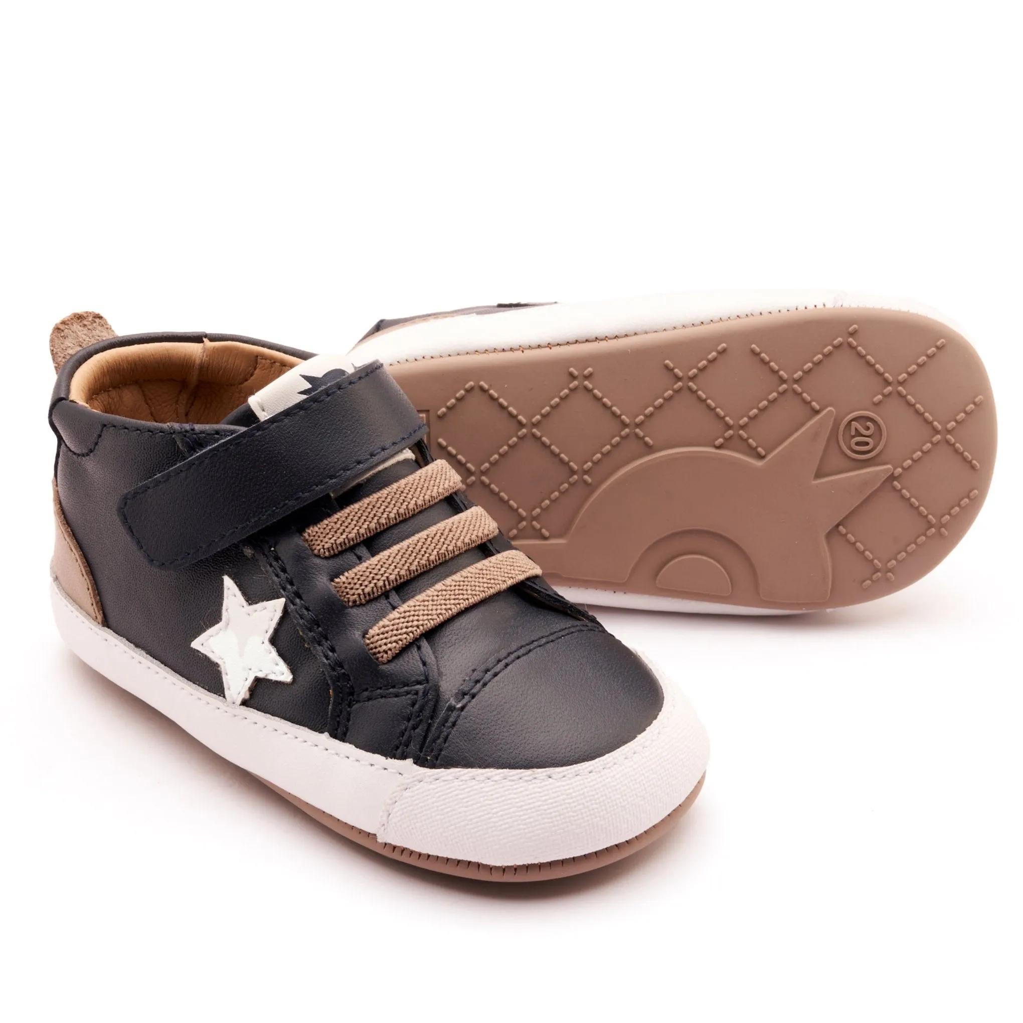 Old Soles Boy's and Girl's Platinum Bub Casual Shoes - Navy / Taupe / Snow sleek walk