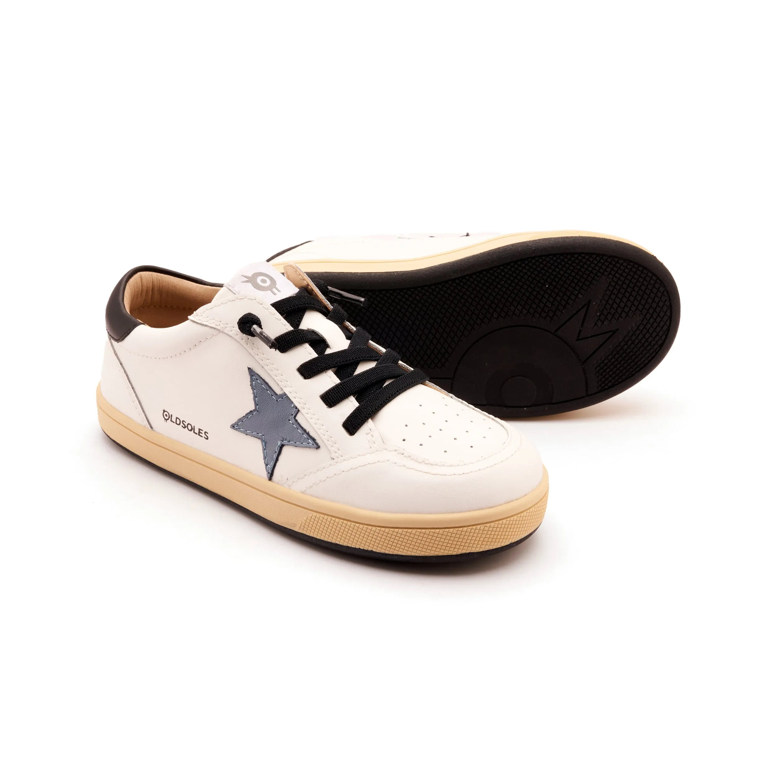 Old Soles Boy's and Girl's Platinum Runner Casual Shoes - Snow / Indigo / Black airport ease