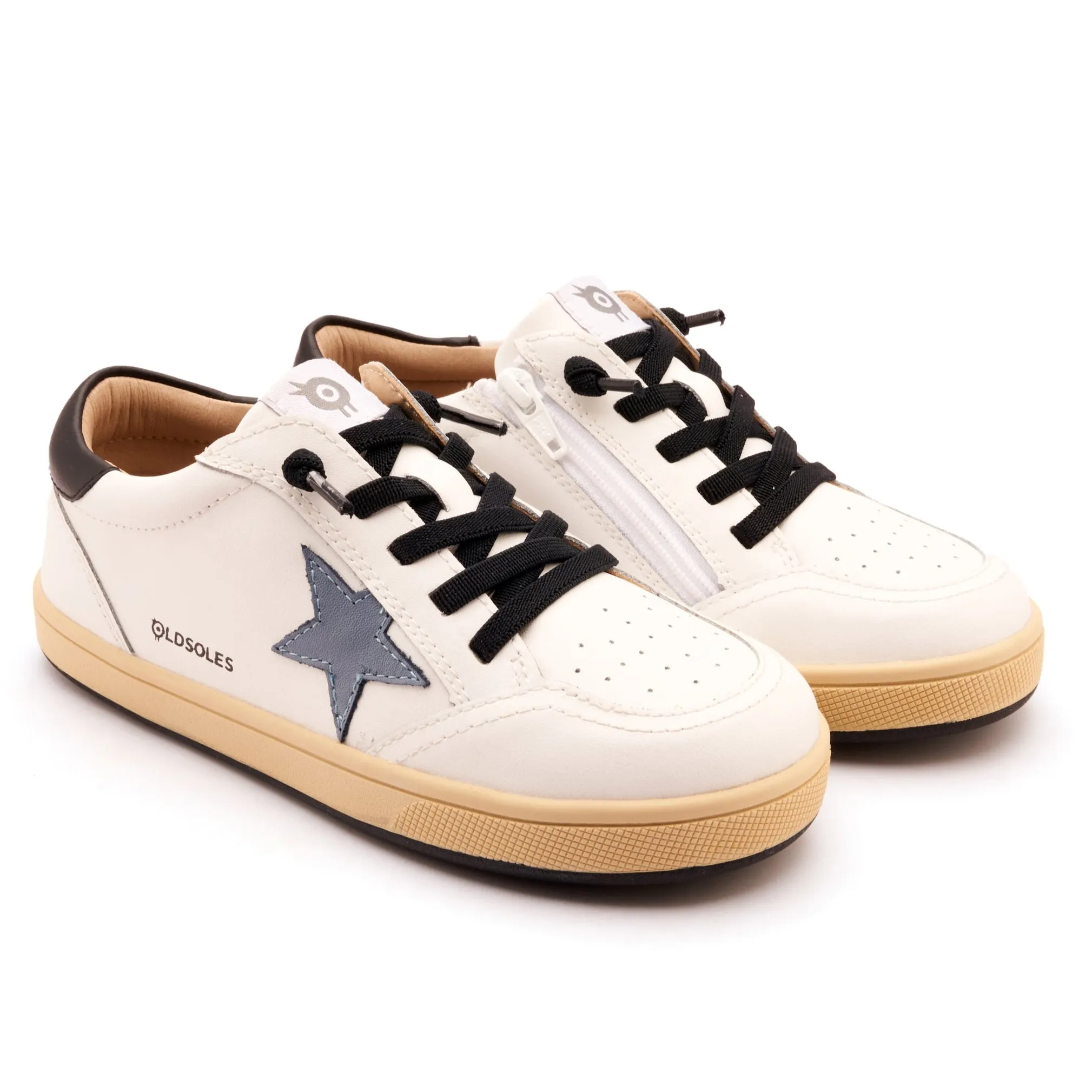 Old Soles Boy's and Girl's Platinum Runner Casual Shoes - Snow / Indigo / Black smooth wear
